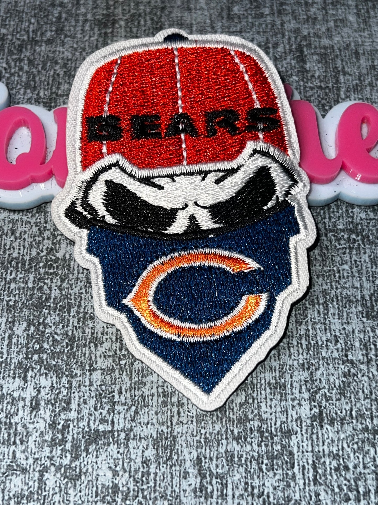 Skull Face Fan Embroidered Iron-On Patch – Mascot Sports Style Appliqué