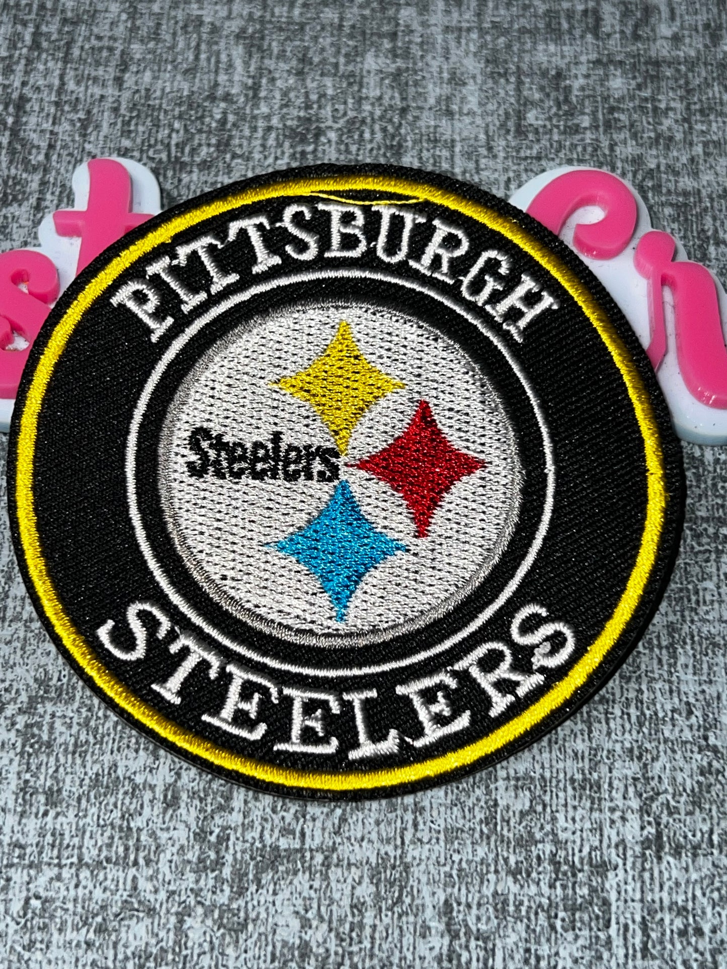 Black Yellow Circle Star Embroidered Iron-On Patch | Statement Appliqué