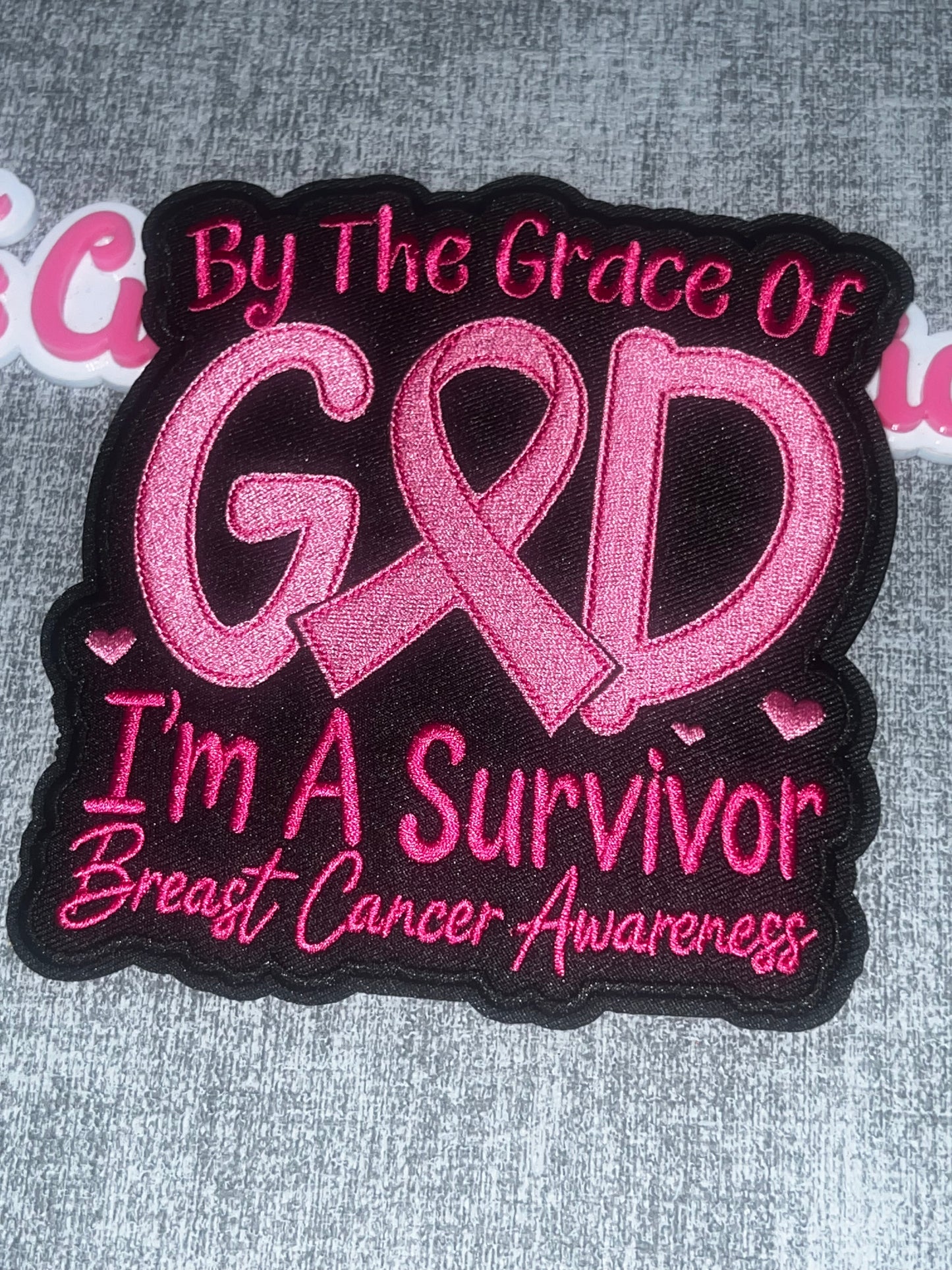 By the Grace of God Survivor Breast Cancer Awareness Medium Embroidered Patch