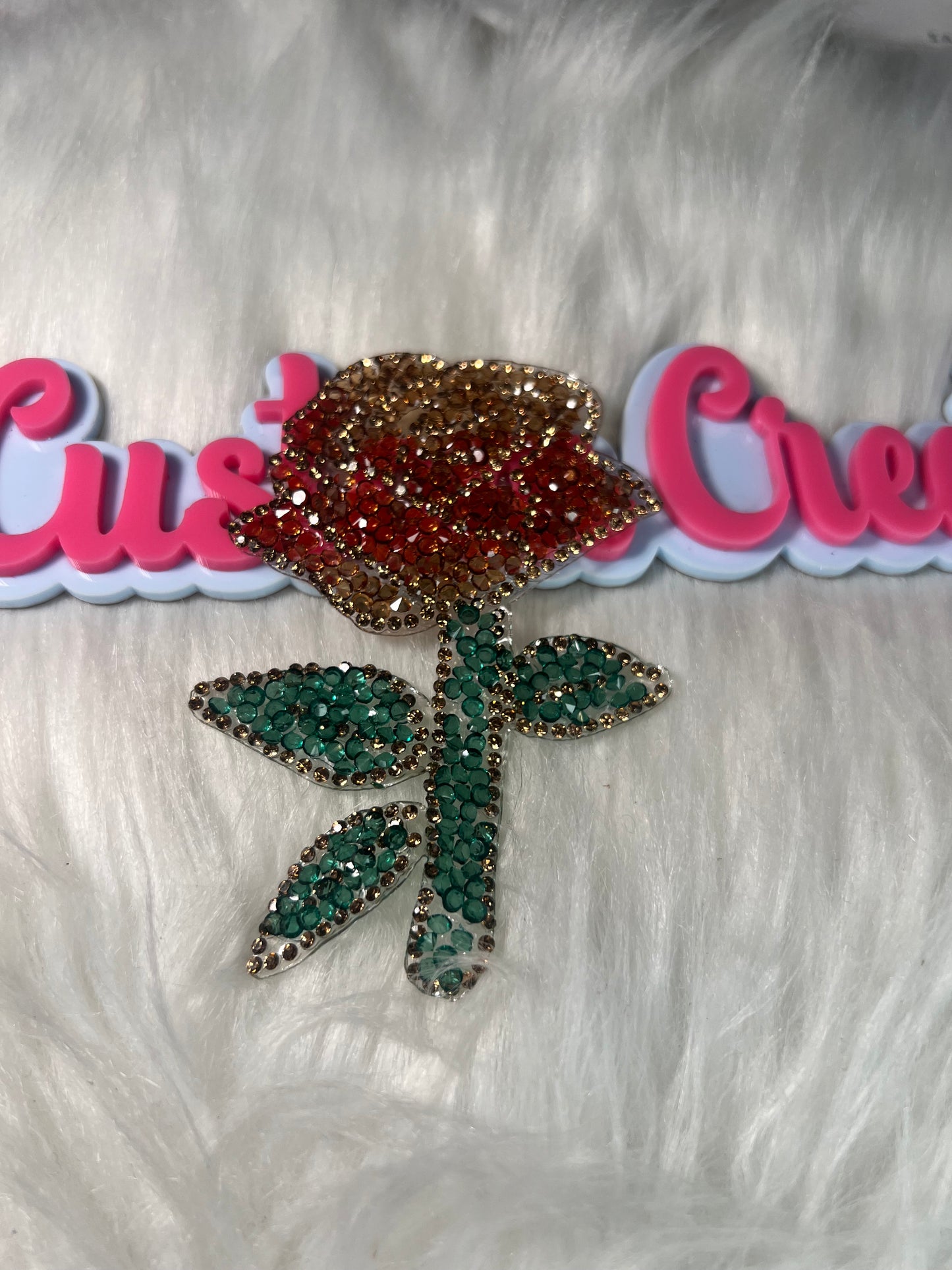 🌹 Brown & Amber Rose Crystal Brooch (Silver Outline)