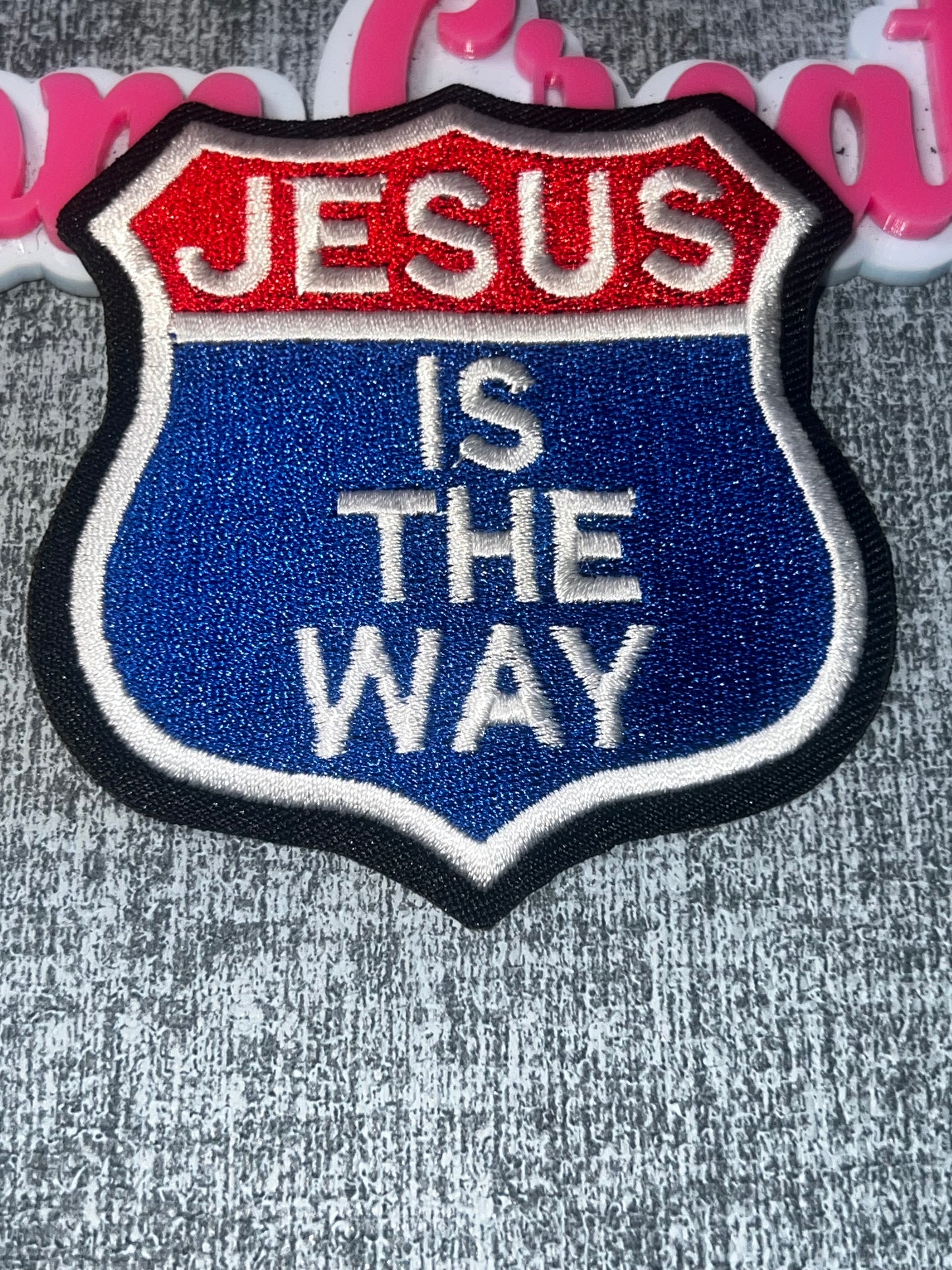 Jesus Is the Way Embroidered Iron-On Patch – Christian Faith Shield Applique