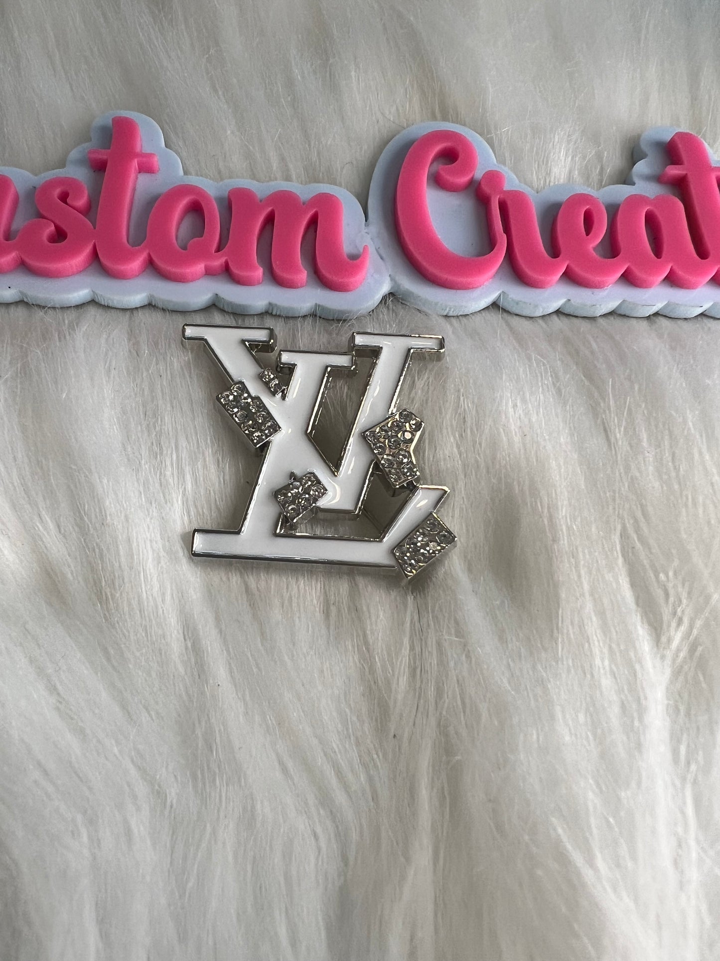 Silver & White LV Brooch