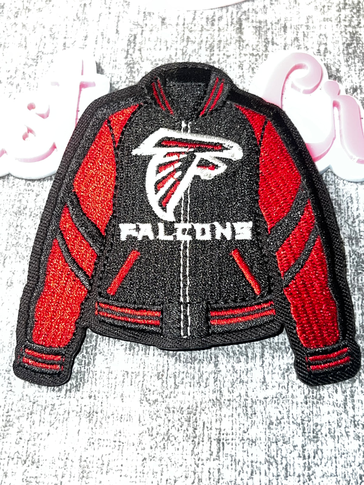 Red Black Varsity Jacket Sports Patch – Embroidered Iron-On Applique