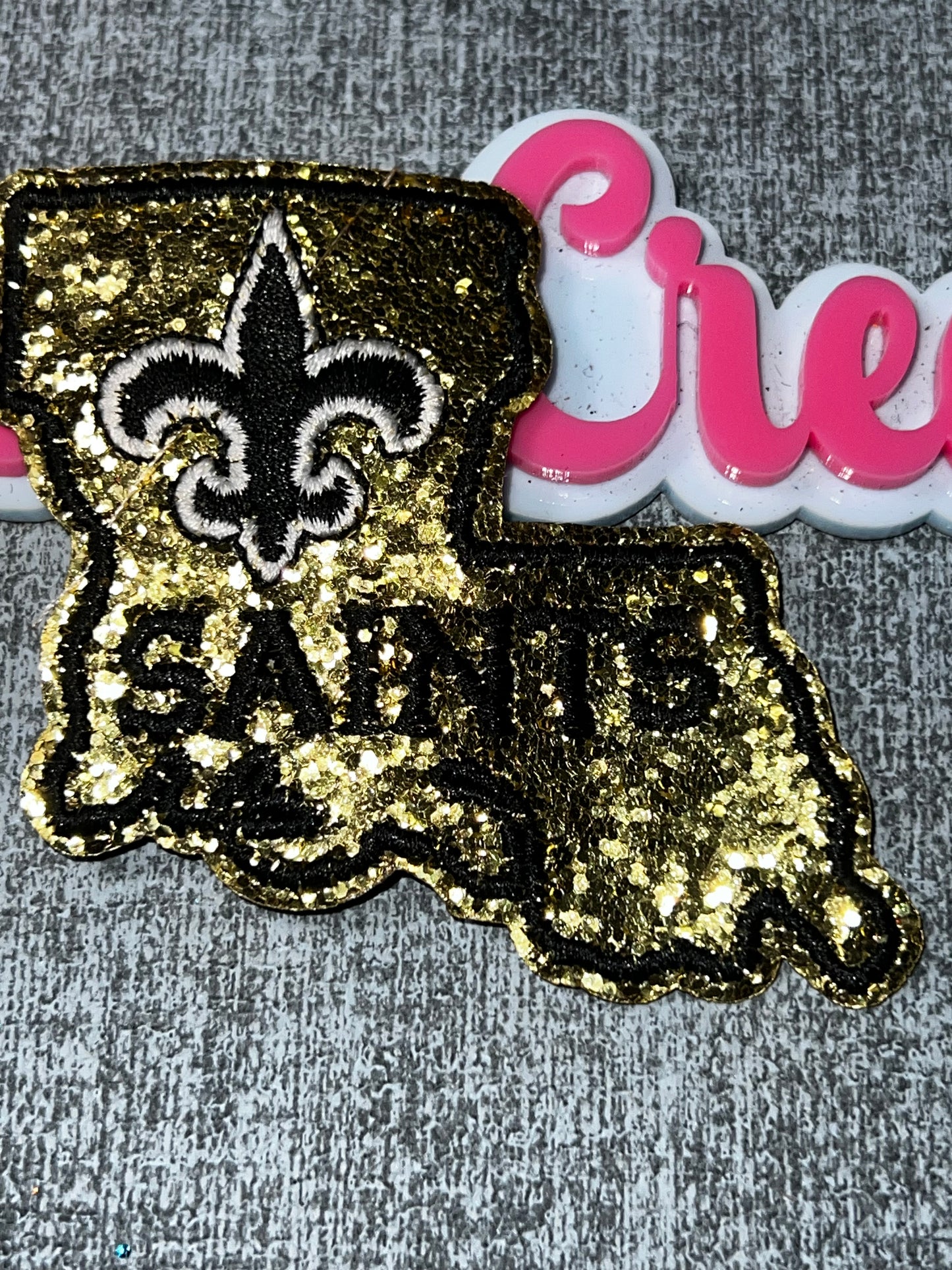 Gold Glitter Fleur Embroidered Iron-On Patch | Statement Appliqué