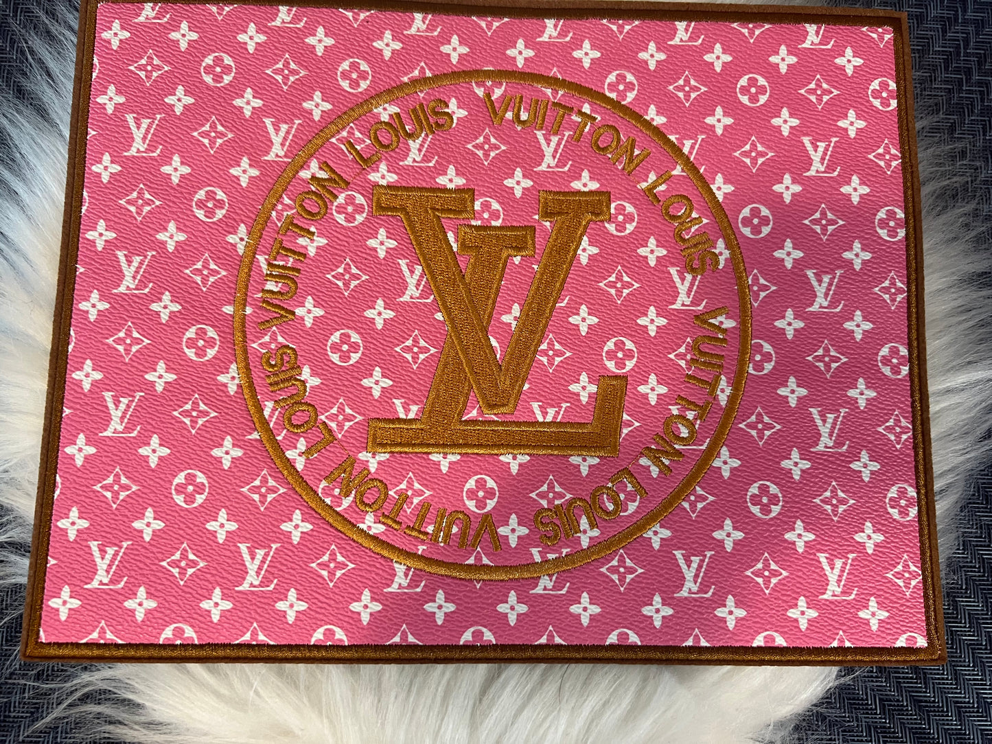 Faux Leather Pink Tan LV