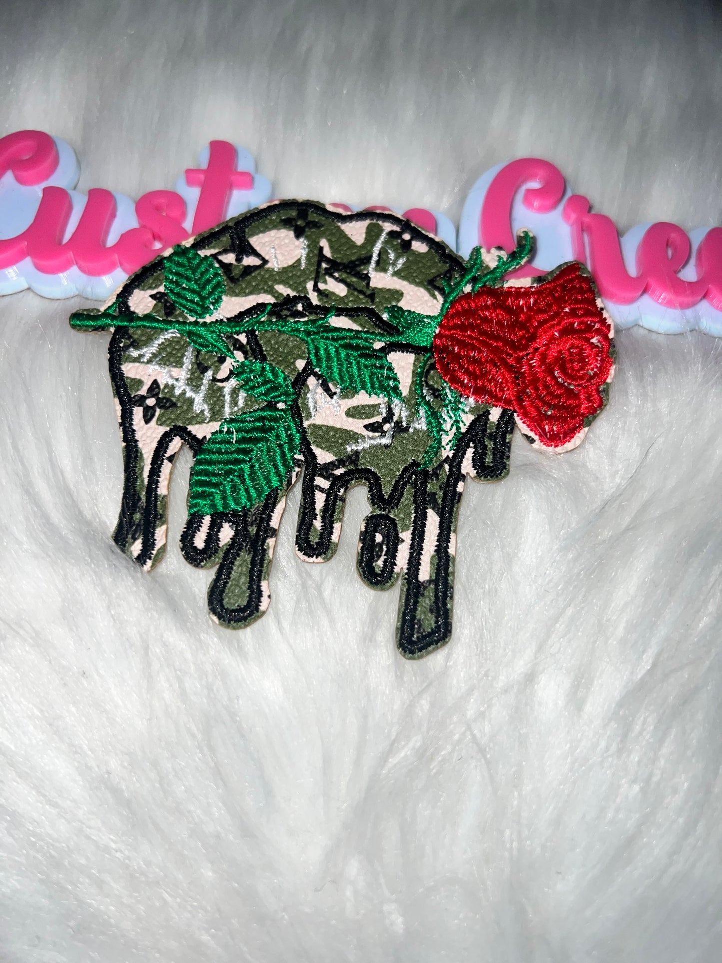 Camo Melting Drip Lips LV w/ Red Rose Patch