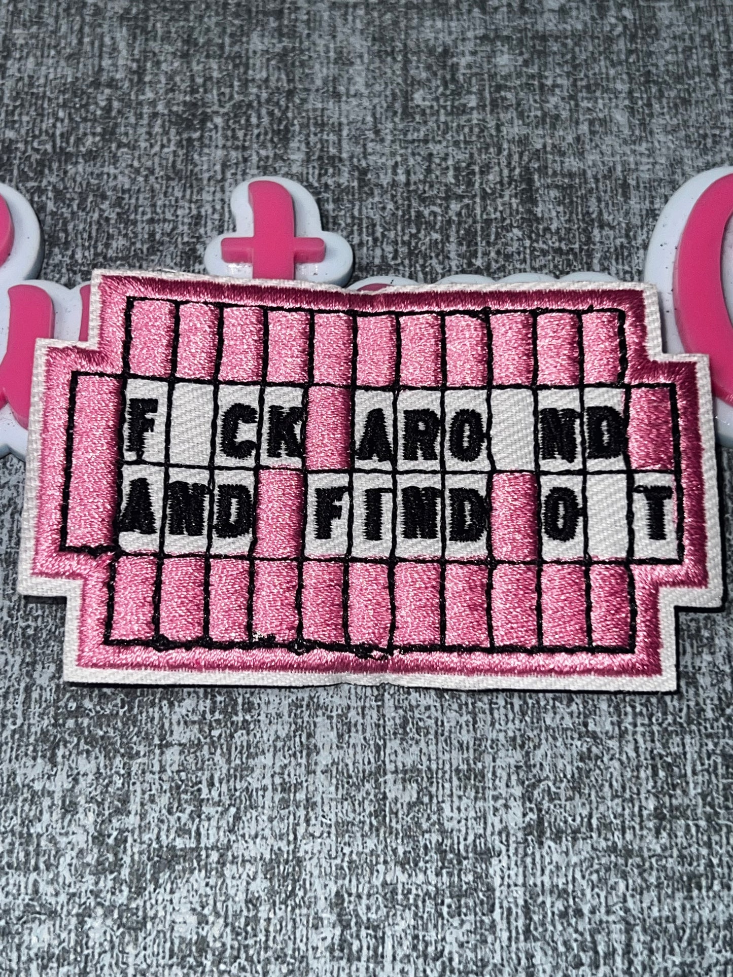 Pink Letter Board Embroidered Iron-On Patch | Funny Statement Appliqué