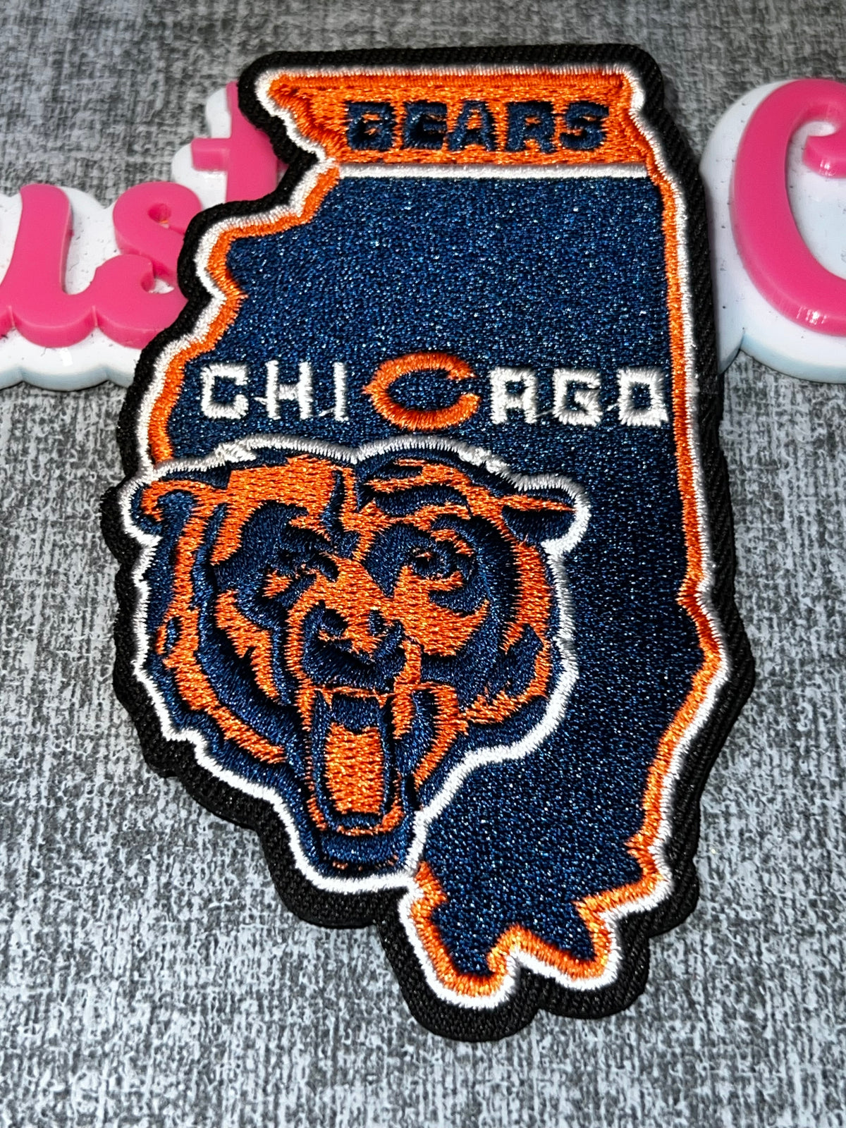 Orange Navy State Shape Patch – Embroidered Iron On Applique