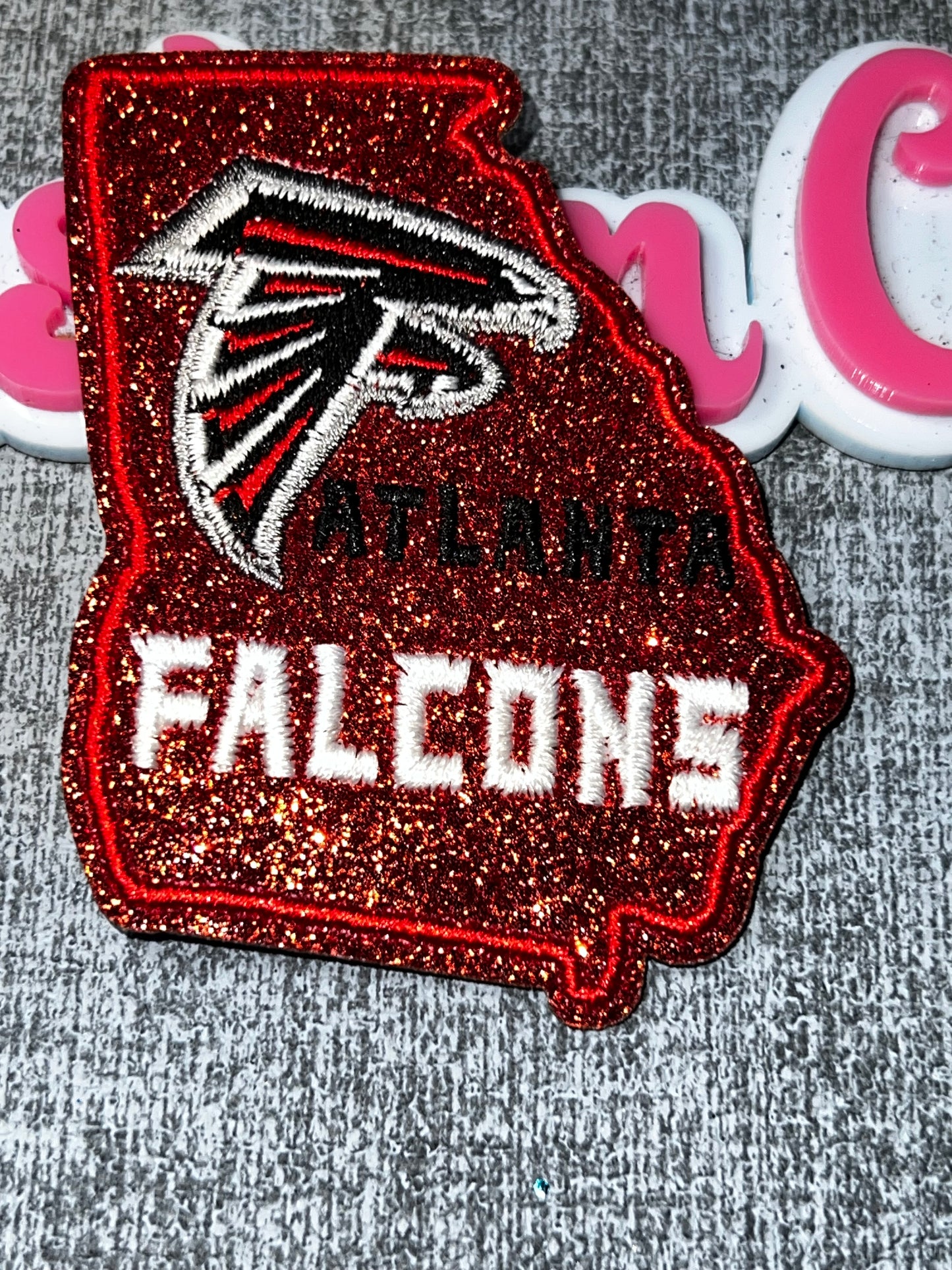 Red Glitter Bird State Embroidered Iron-On Patch | Statement Appliqué