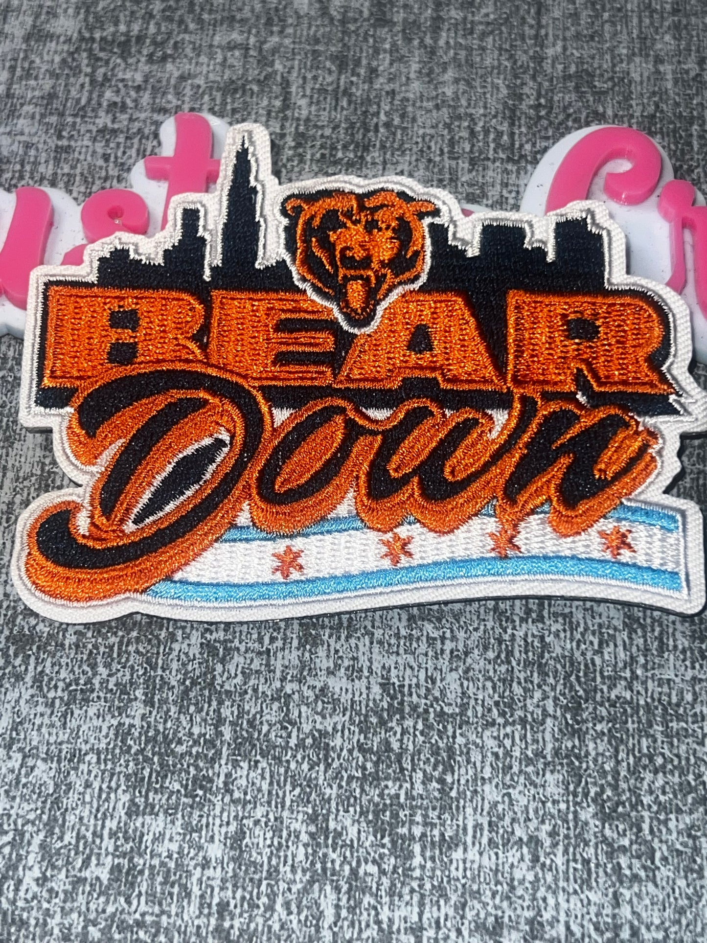 đ» Down Skyline Embroidered Iron-On Patch | Orange Black Statement AppliquĂ©