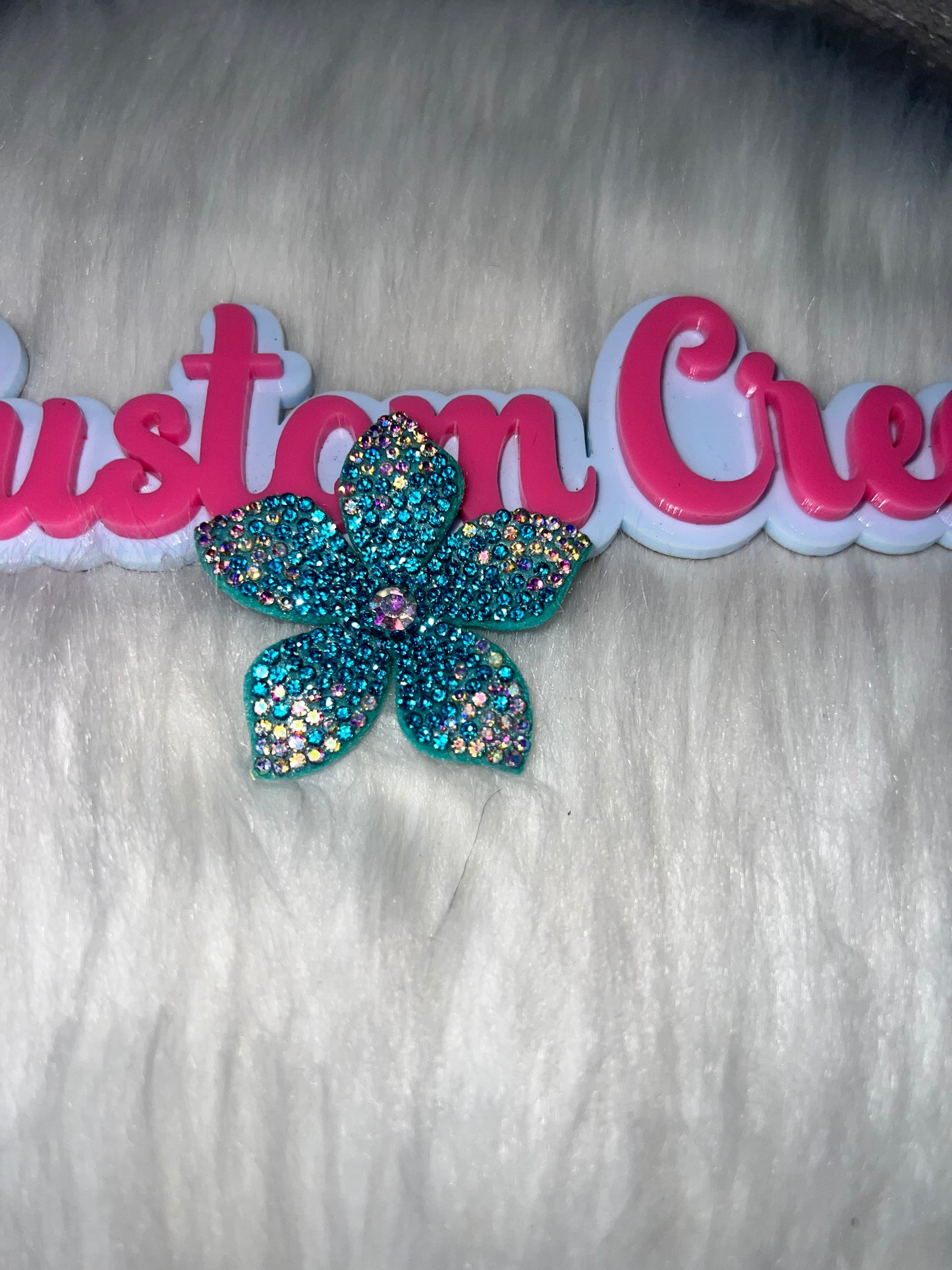 π Turquoise Teal Rhinestone Flower Patch