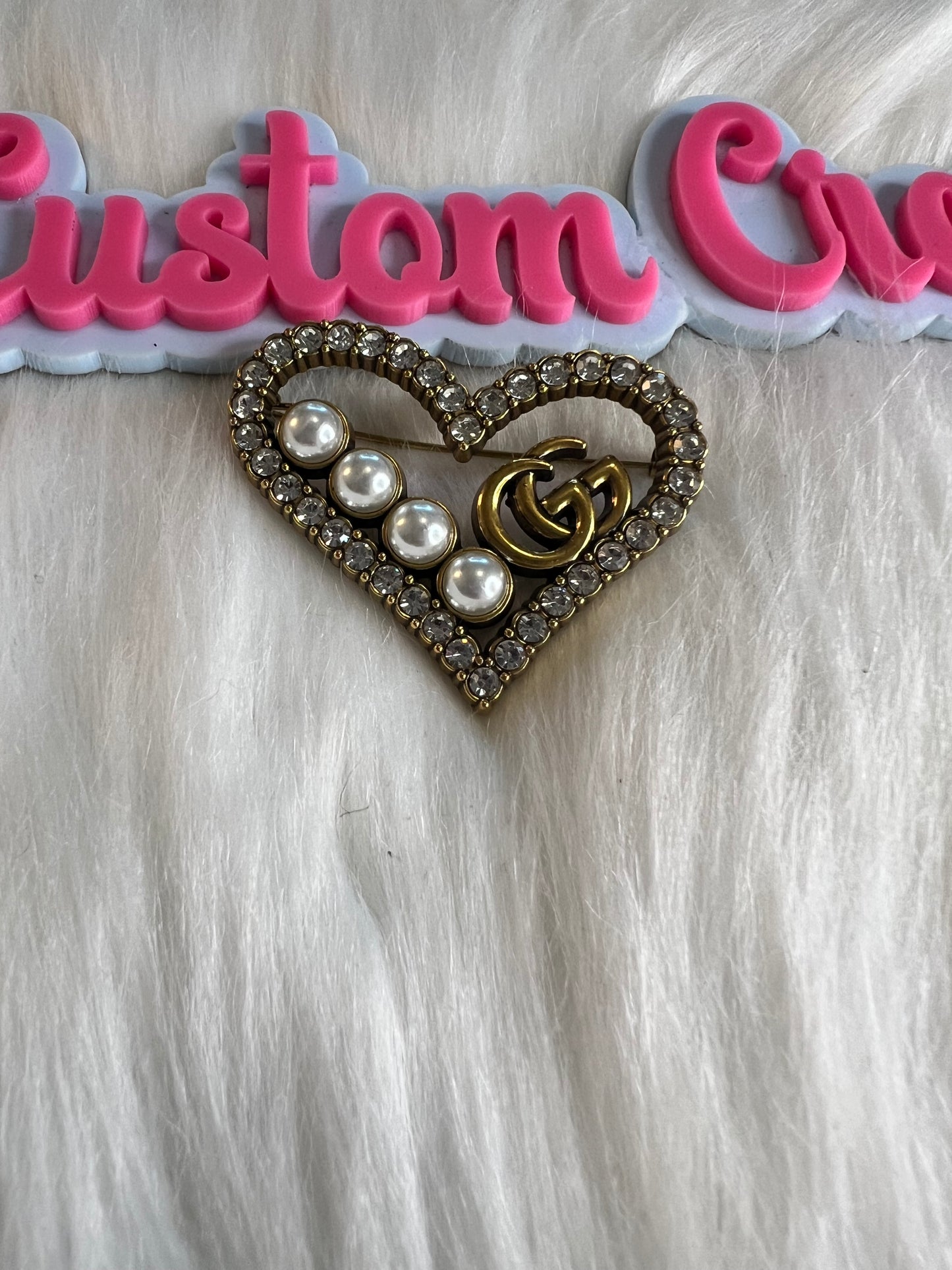 Heart with Pearl GG Brooch
