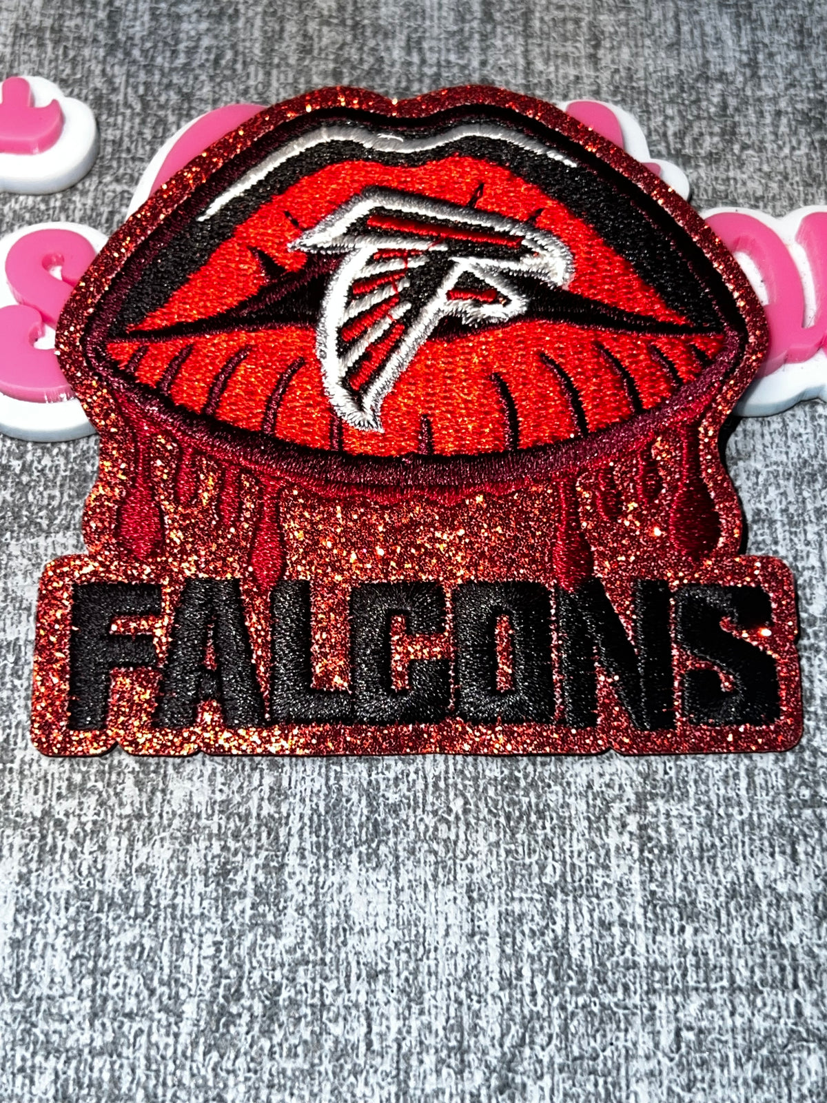 Red & Black Glitter Lips Embroidered Patch – Statement Iron On Applique