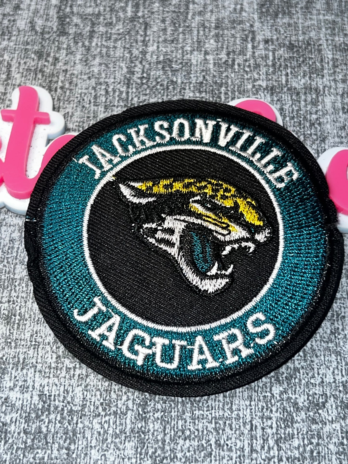 Teal Animal Circle Embroidered Iron-On Patch | Round Graphic Emblem Appliqué