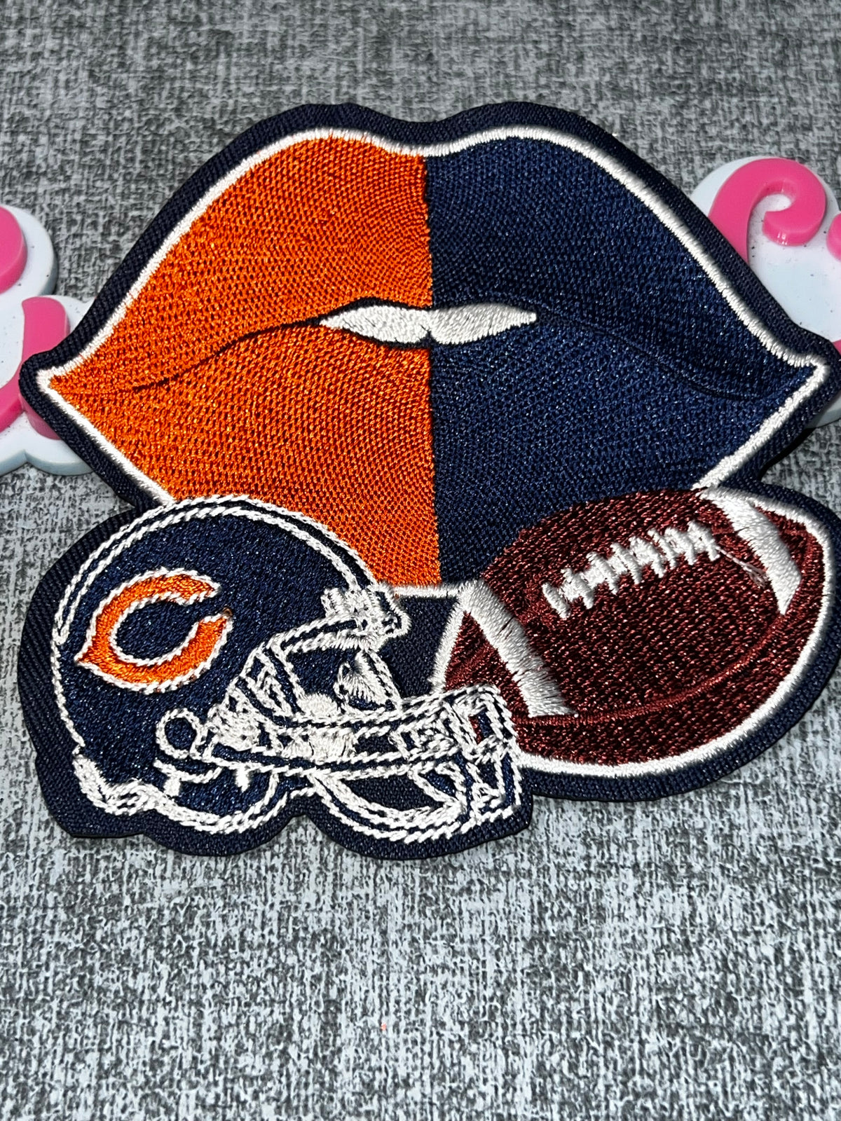 Navy Orange Lips Patch – Embroidered Iron On Applique