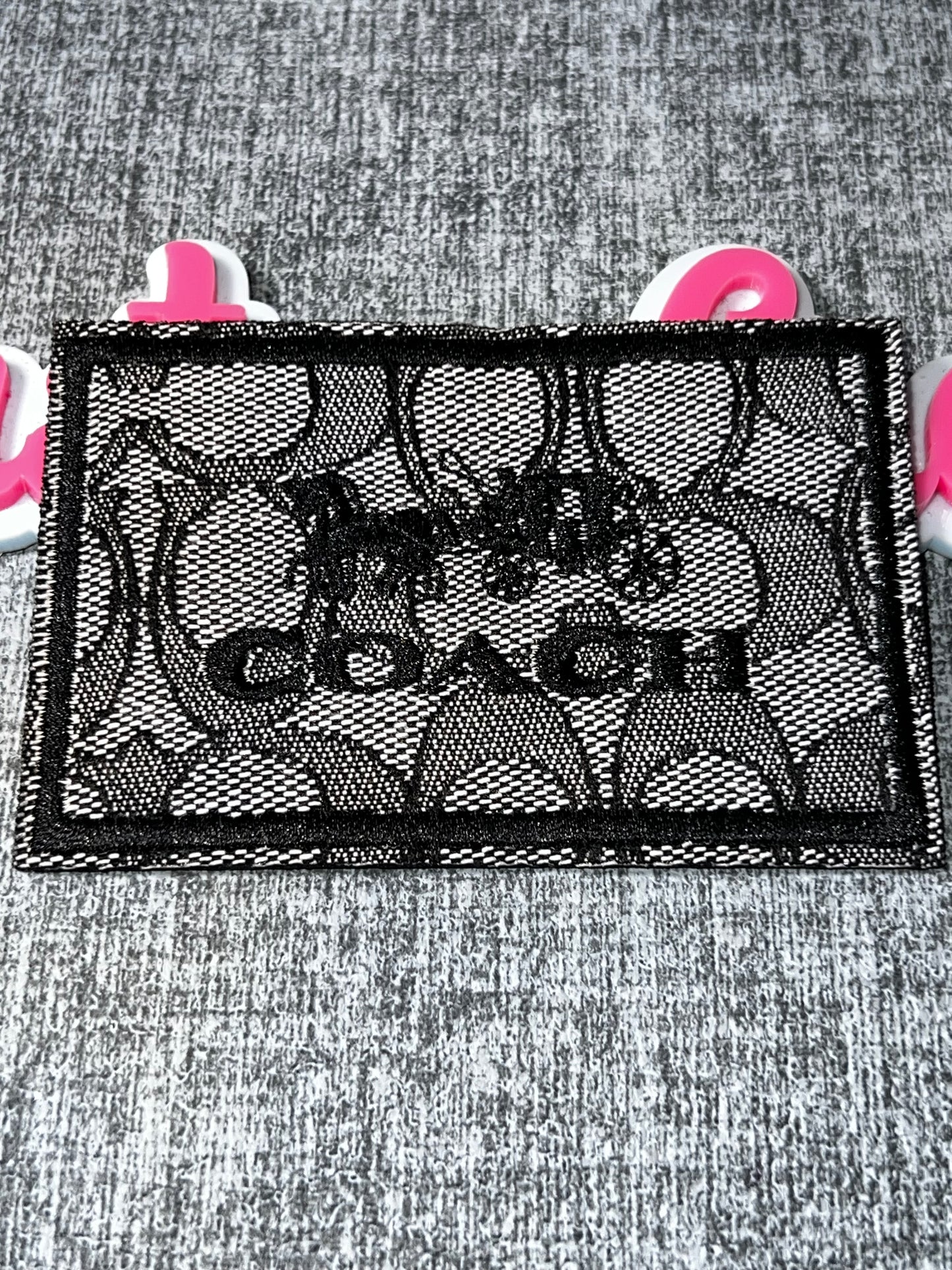 Black Rectangle Pattern Embroidered Patch – Fashion Applique – Approx. 4 Inches