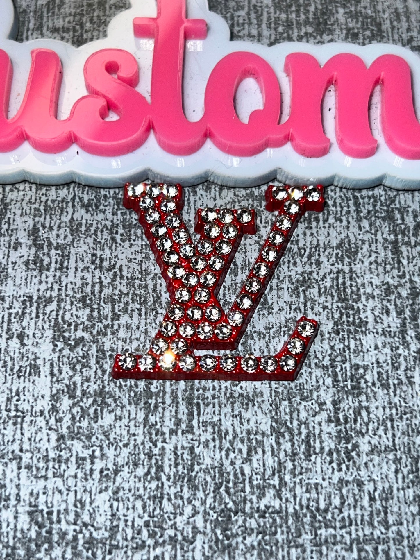 Red Rhinestone Letter Luxe Flat Back Metal Charm – Statement Bling DIY Charm