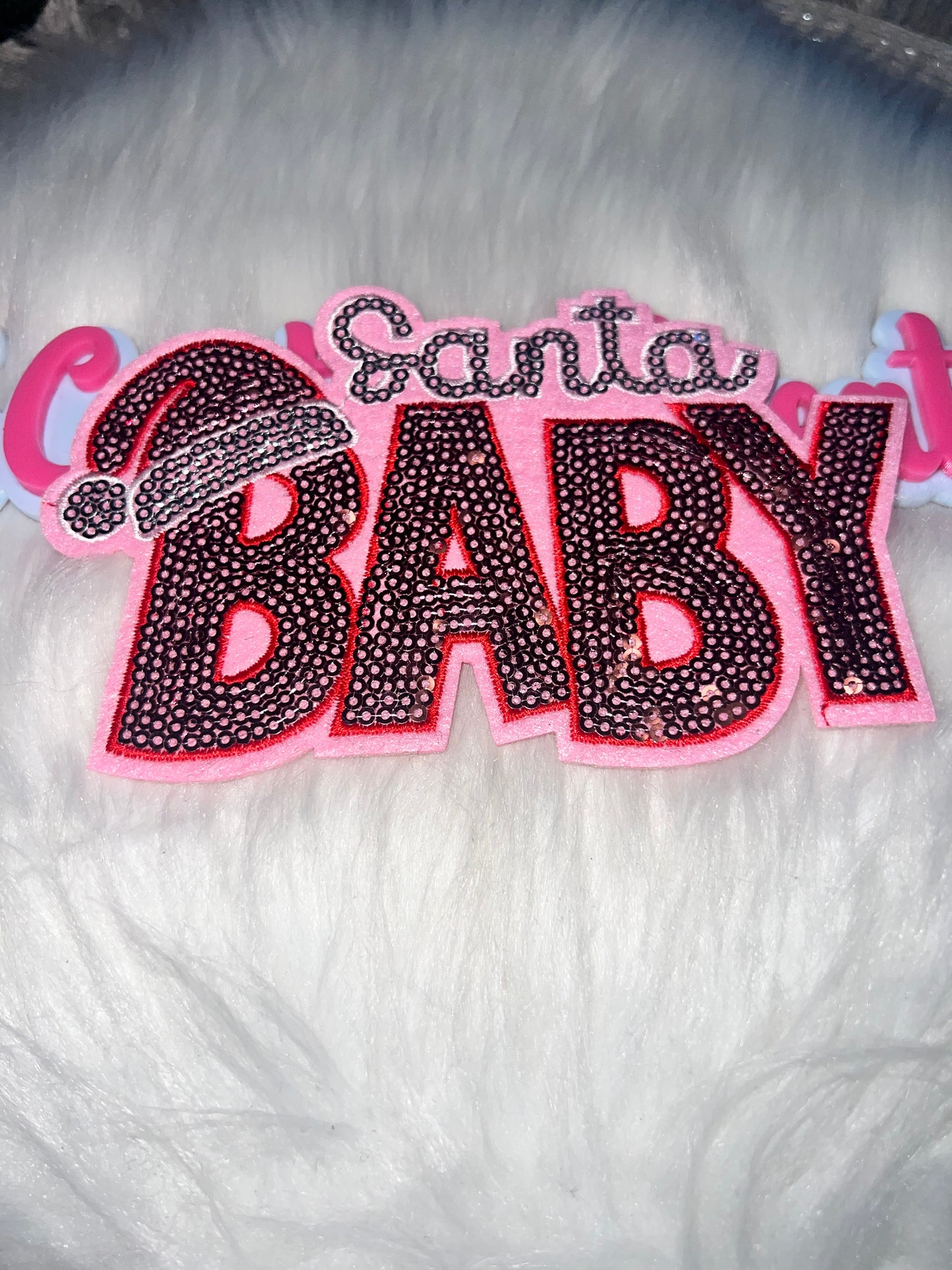 🎅💖 “Santa Baby” Rhinestone Iron-On Patch