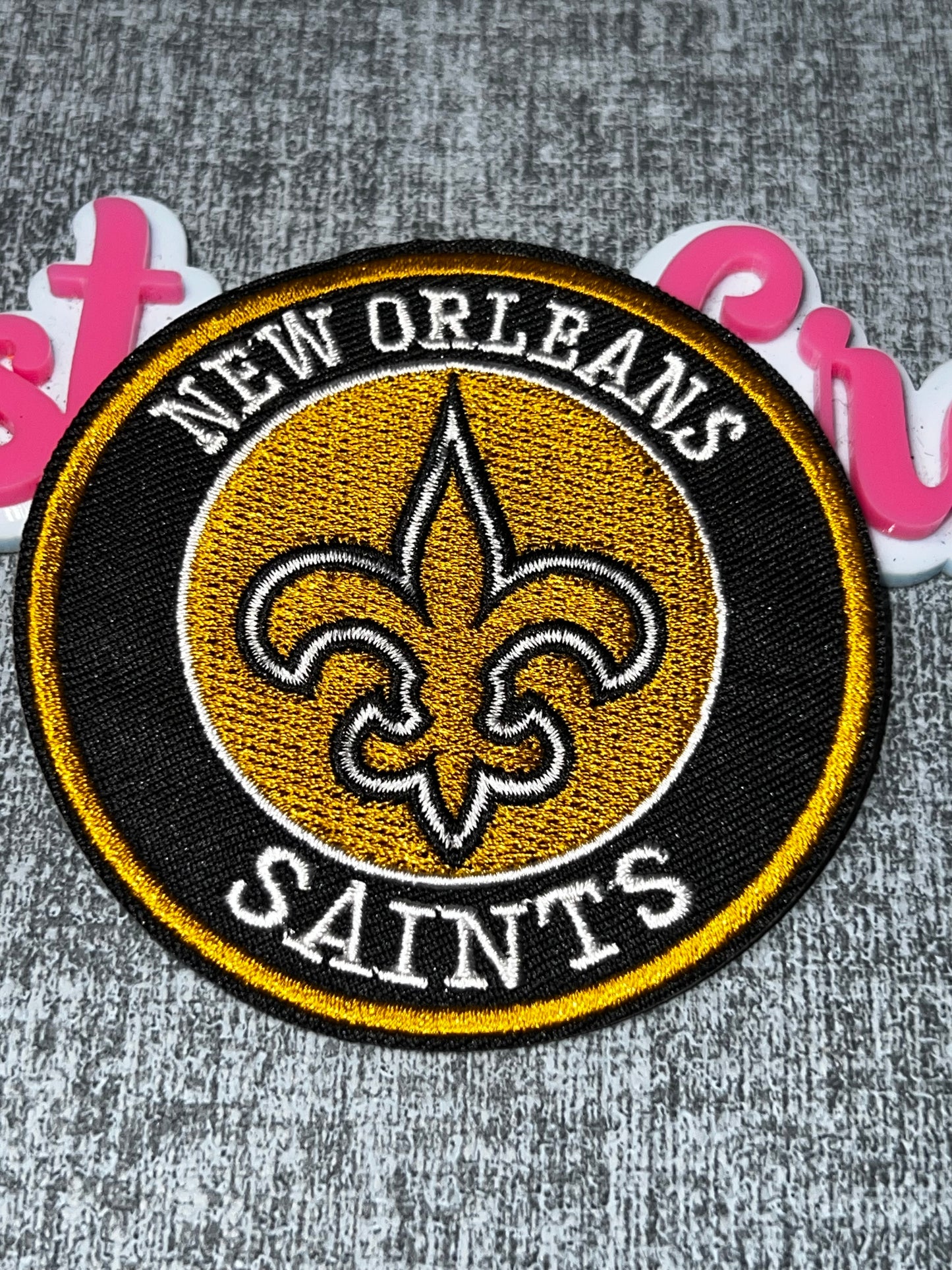 Black Gold Fleur Embroidered Iron-On Patch | Statement Appliqué