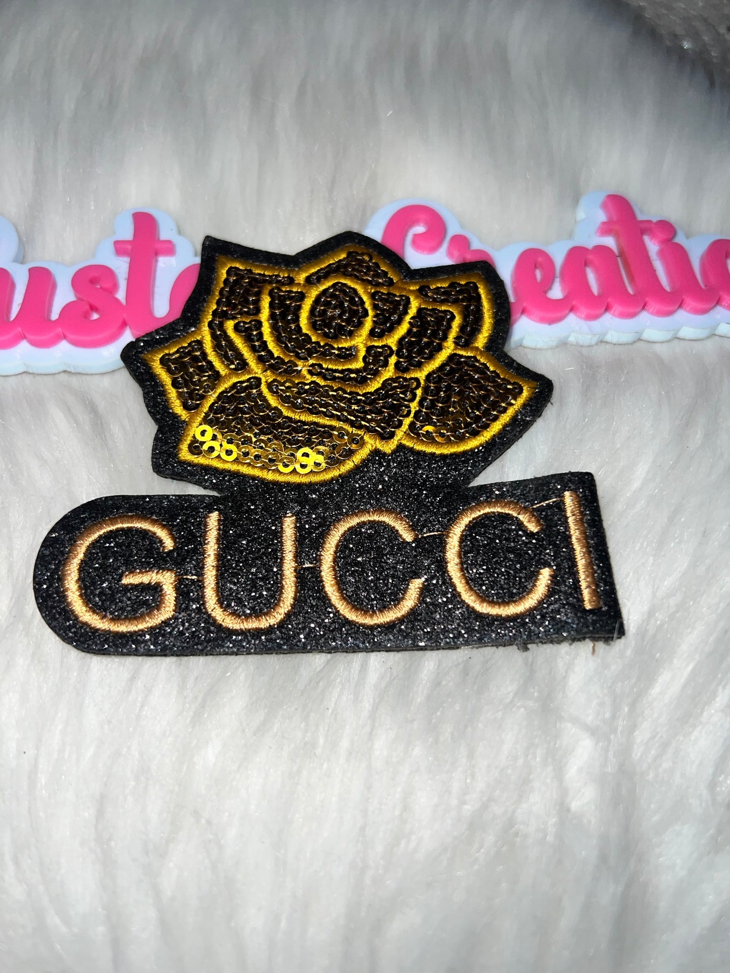 GG Rose Patch – Gold Sequin Flower