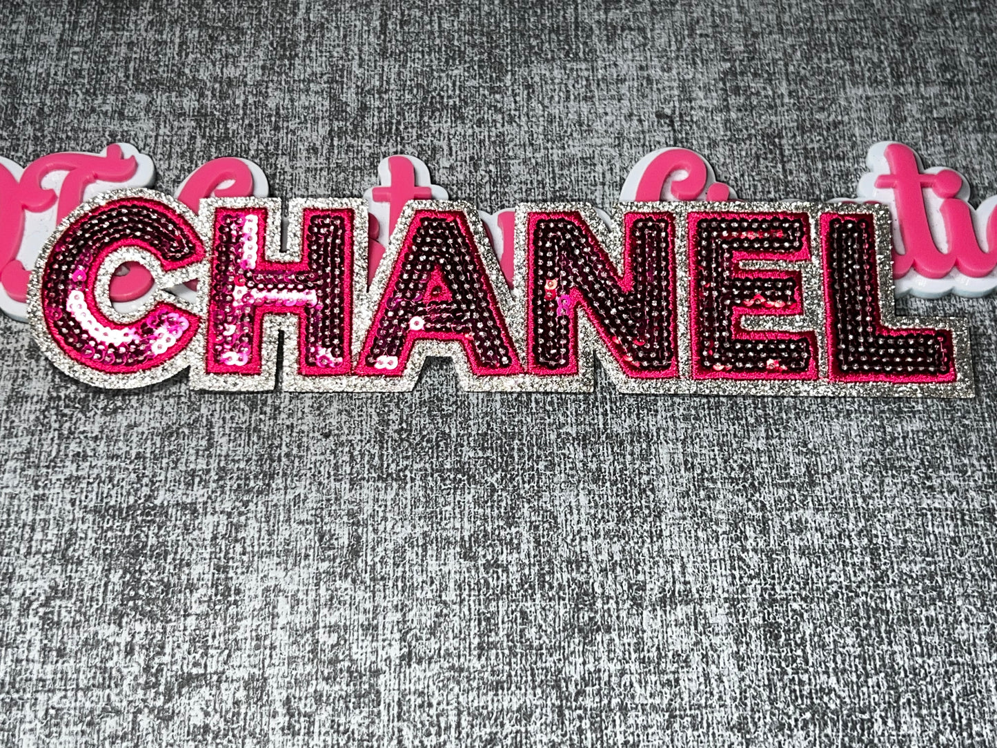 Pink & Silver Sequin Letter Patch – Embroidered Fashion Patch