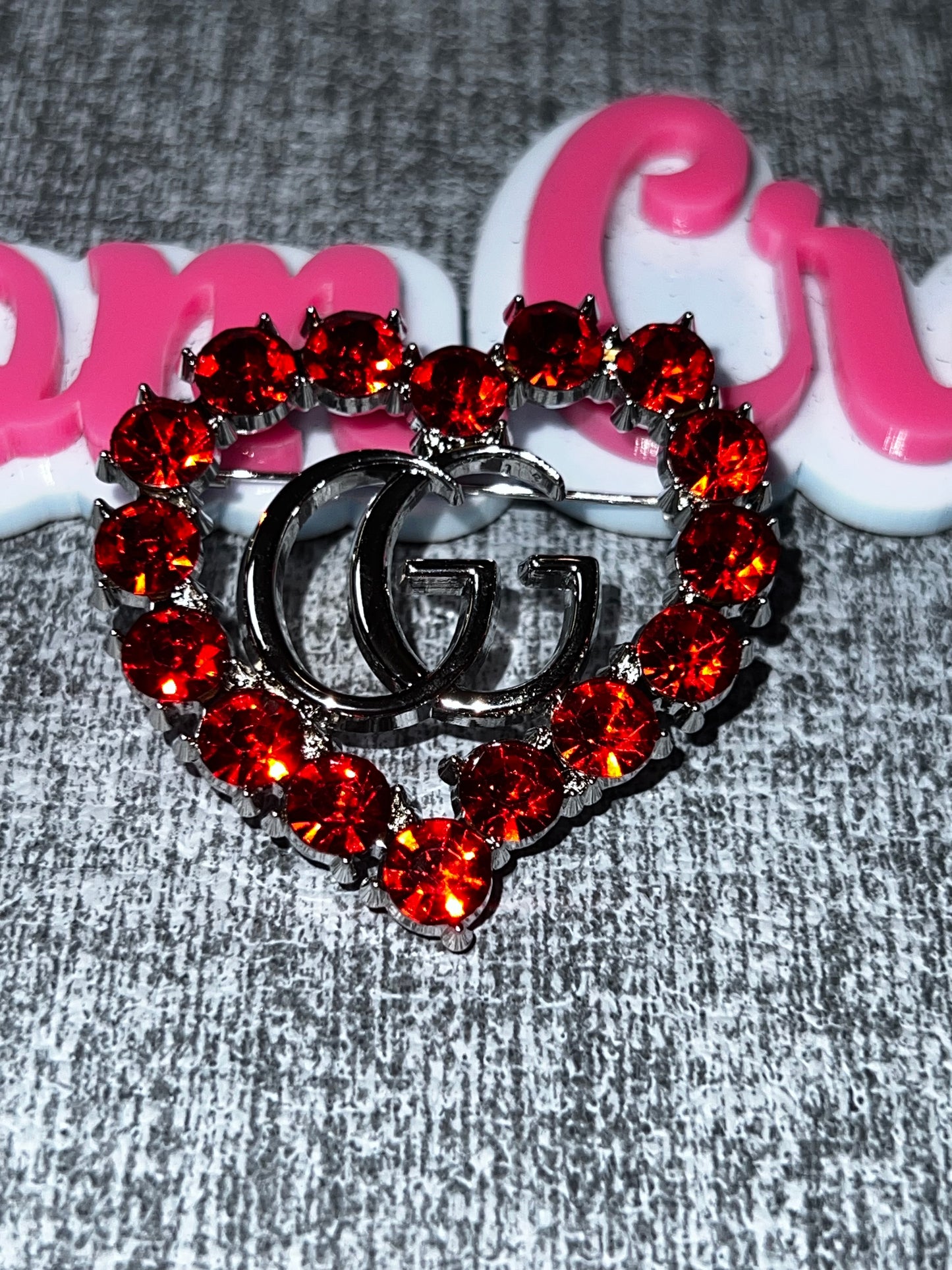 Red Heart Rhinestone Fashion Brooch – Crystal Statement Pin