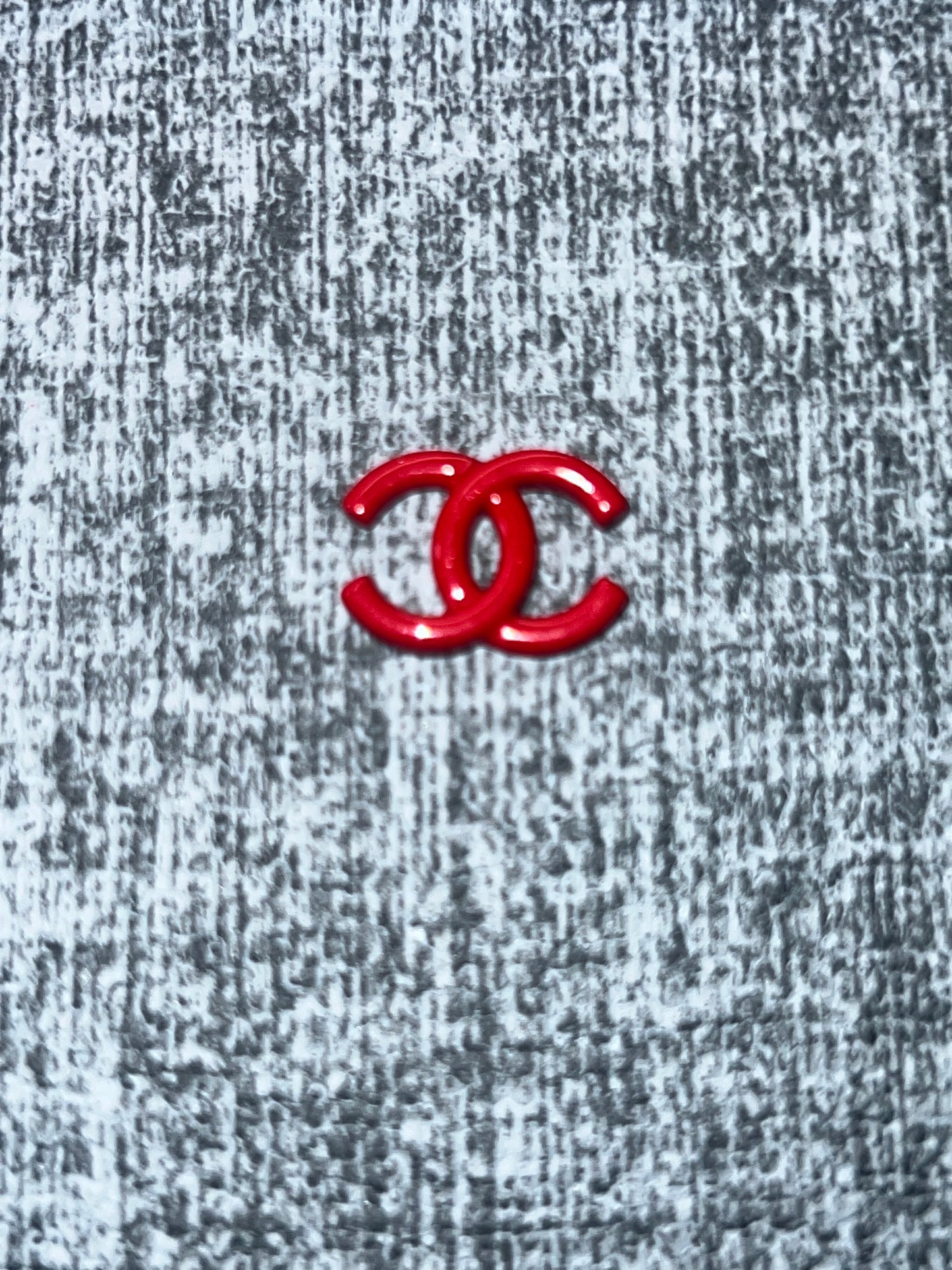 Red Mini Double C Charm – Glossy Luxe Flat Back Metal Charm