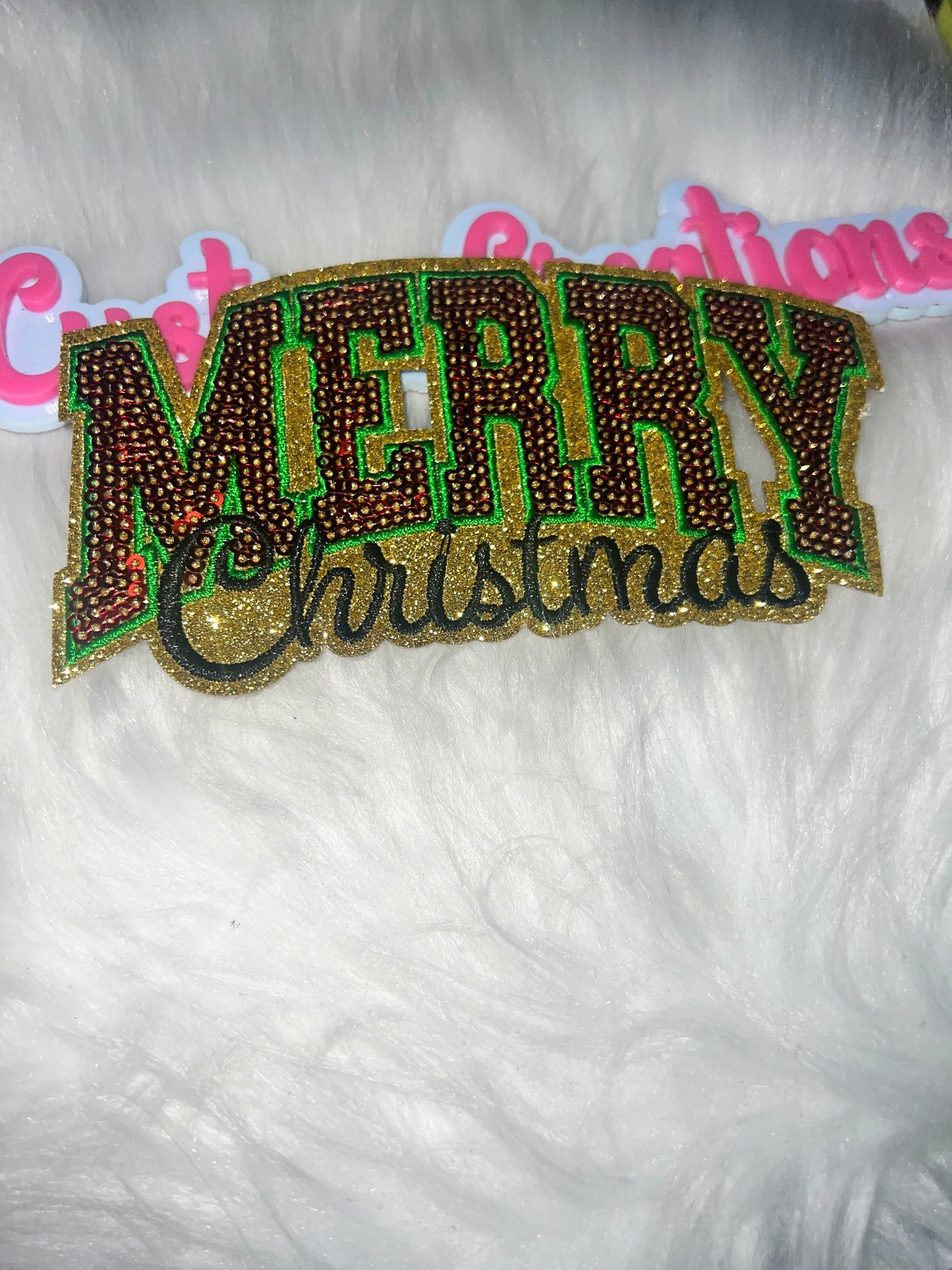 Merry Christmas Sequin Glitter Patch