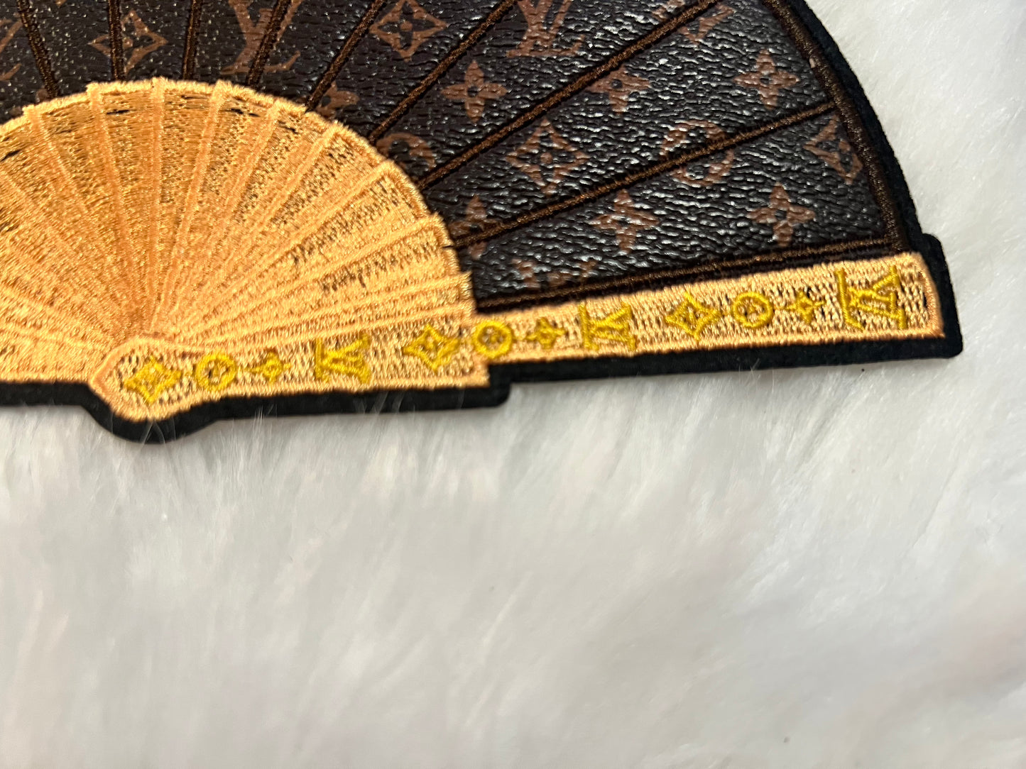 Brown LV Faux Leather Fan
