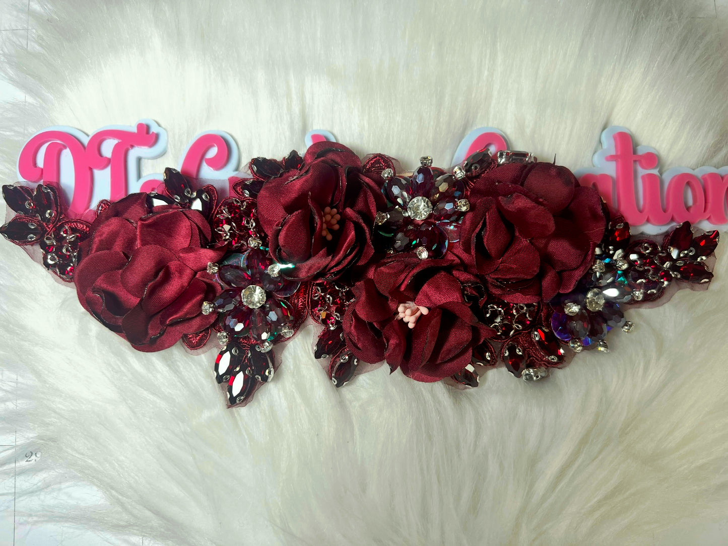 ❤️ Burgundy 3D Floral Appliqué