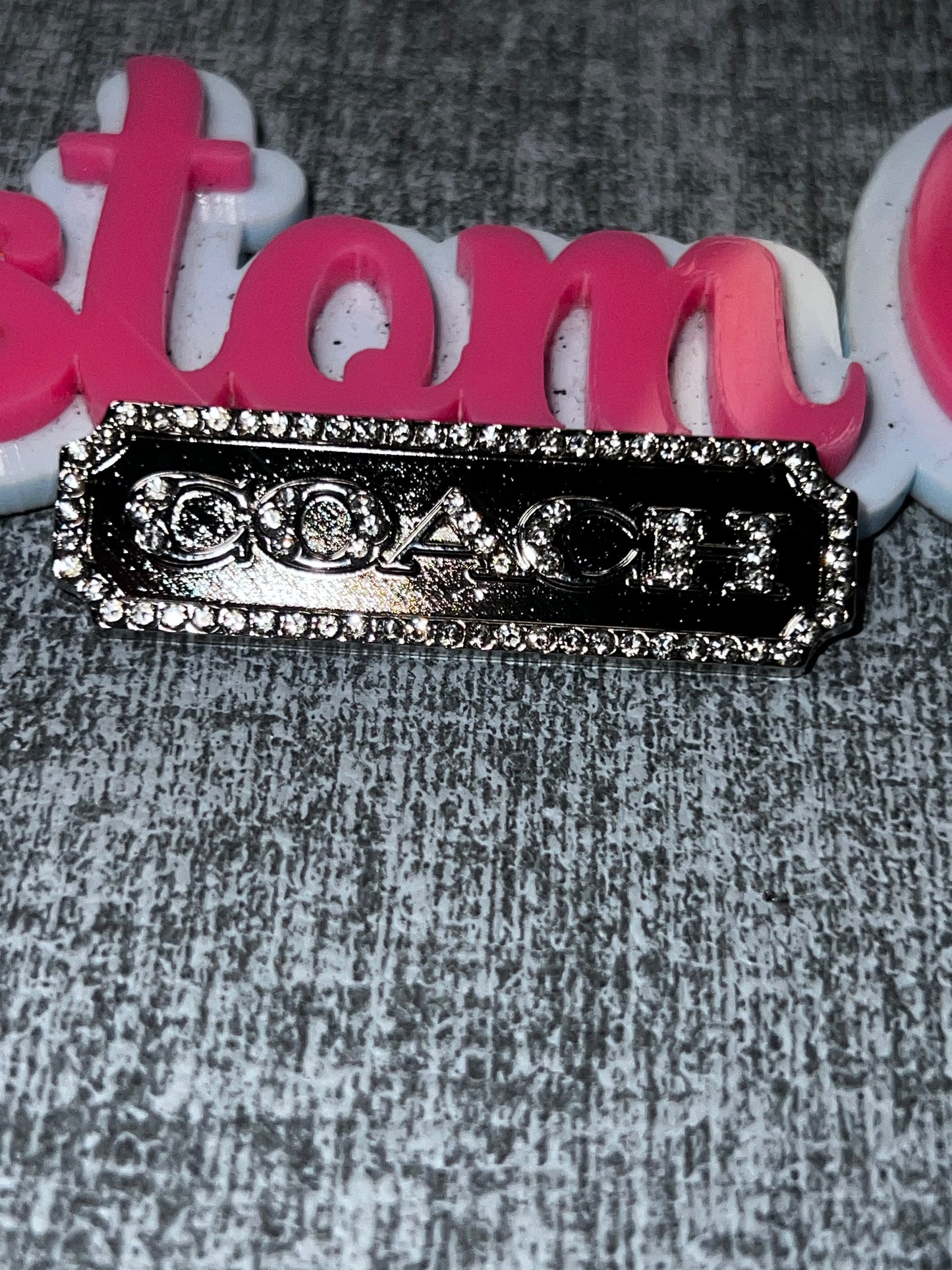 Silver Rhinestone Nameplate Charm – Crystal Decorative Charm for Bags and DIY Crafts