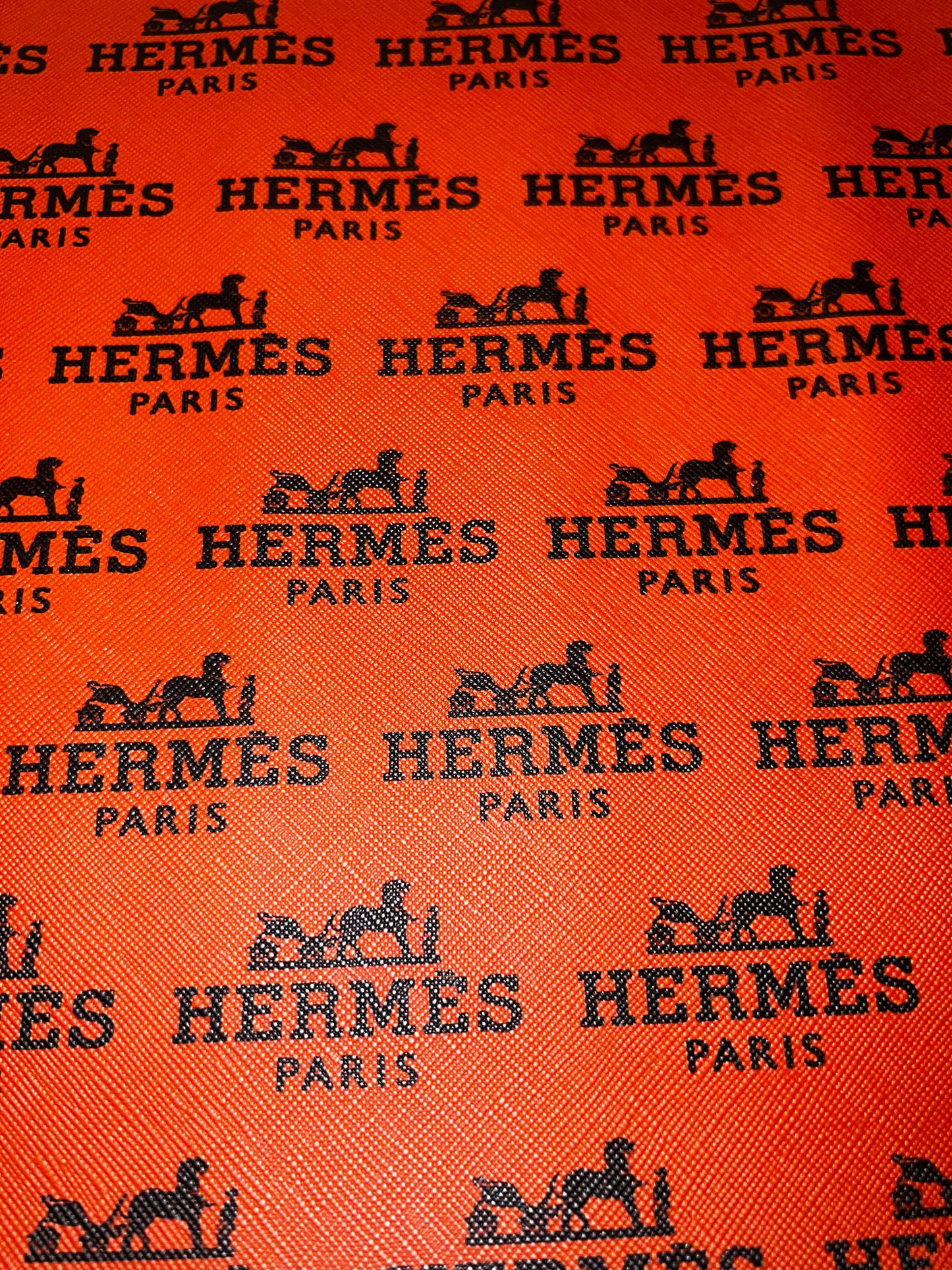 Orange Equestrian Horse Printed Faux Leather Sheet – 9x12 Craft Material