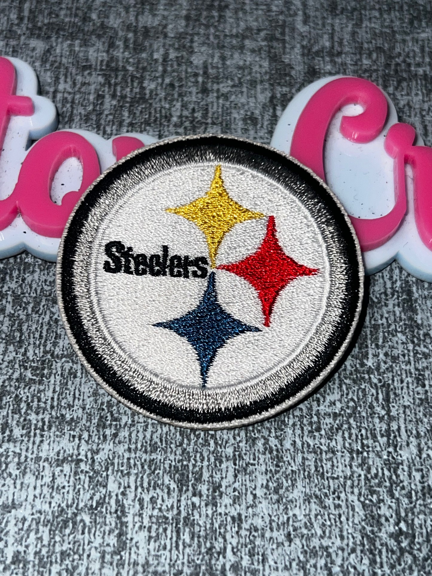 Round Embroidered Circle Iron-On Patch – Black Border