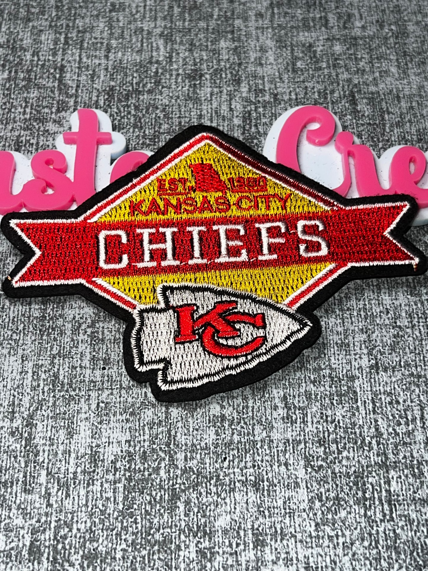 Vintage Banner Football Embroidered Iron-On Patch – Retro Sports Style Appliqué