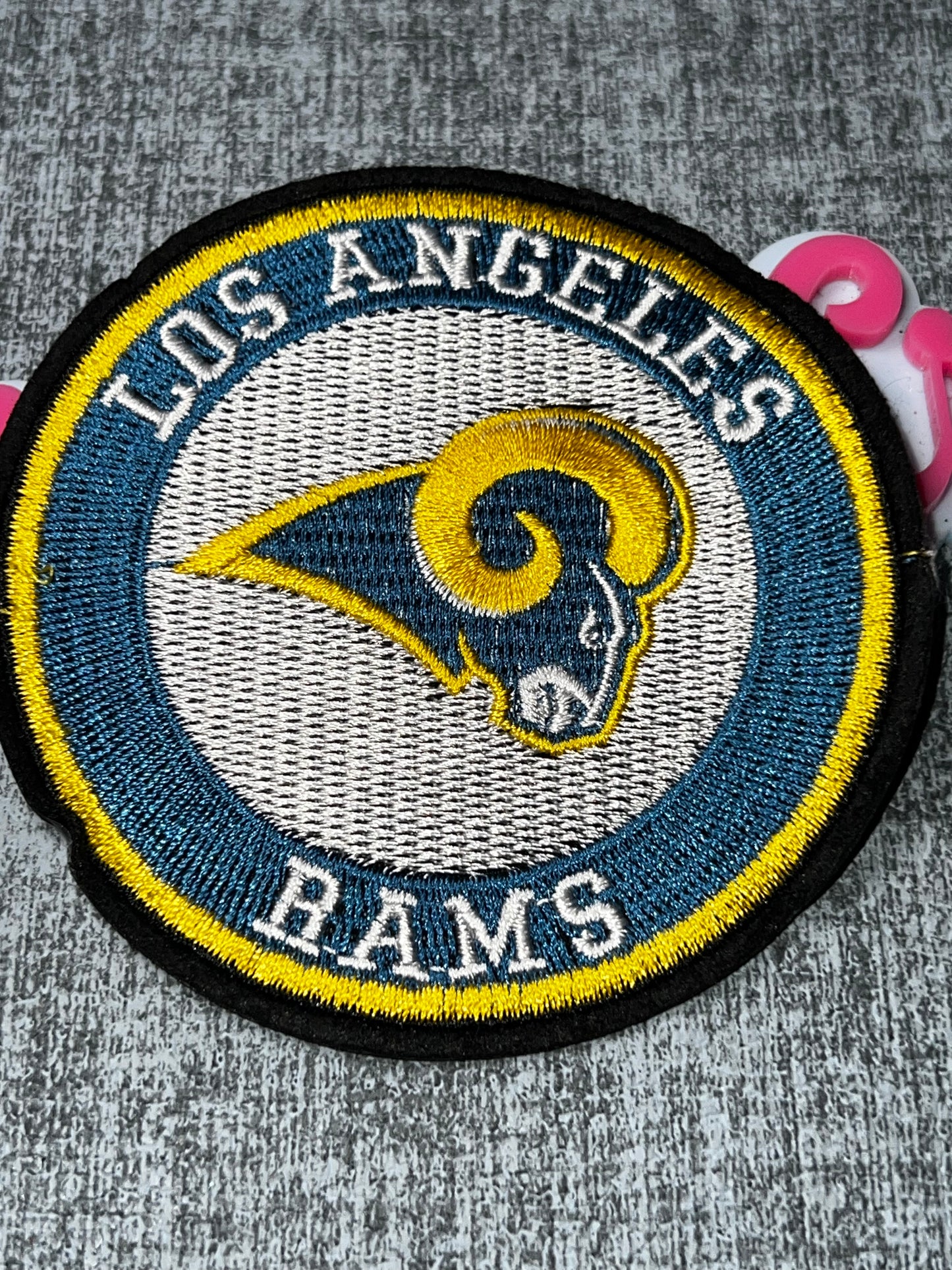 Blue & Gold Ram Head Circle Embroidered Iron-On Patch