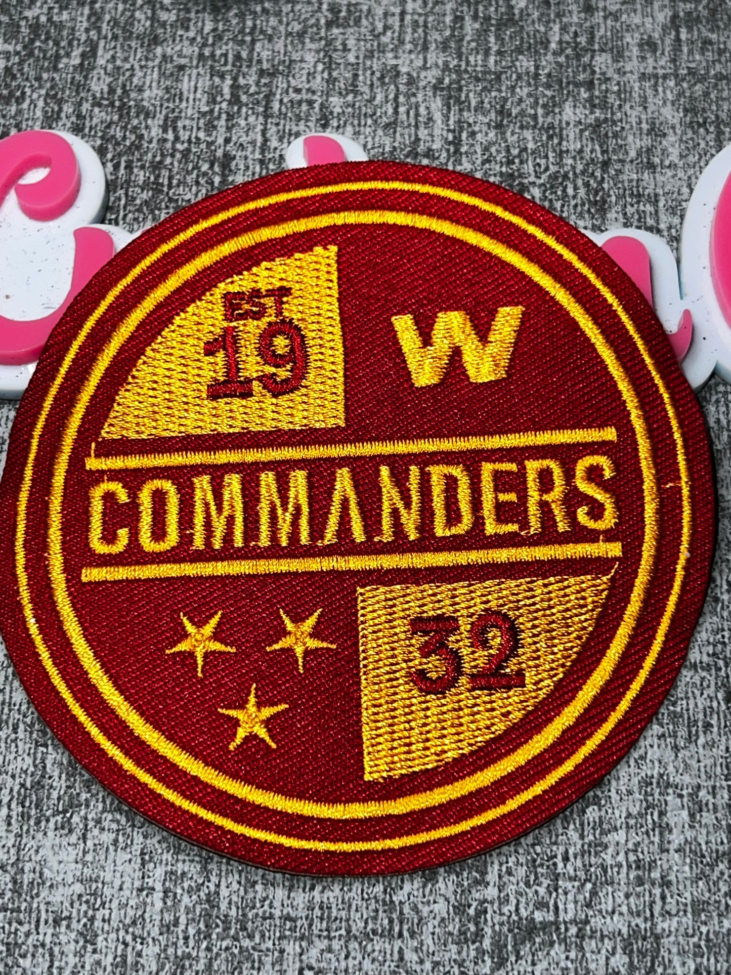 Burgundy & Gold Round Embroidered Emblem Iron-On Patch