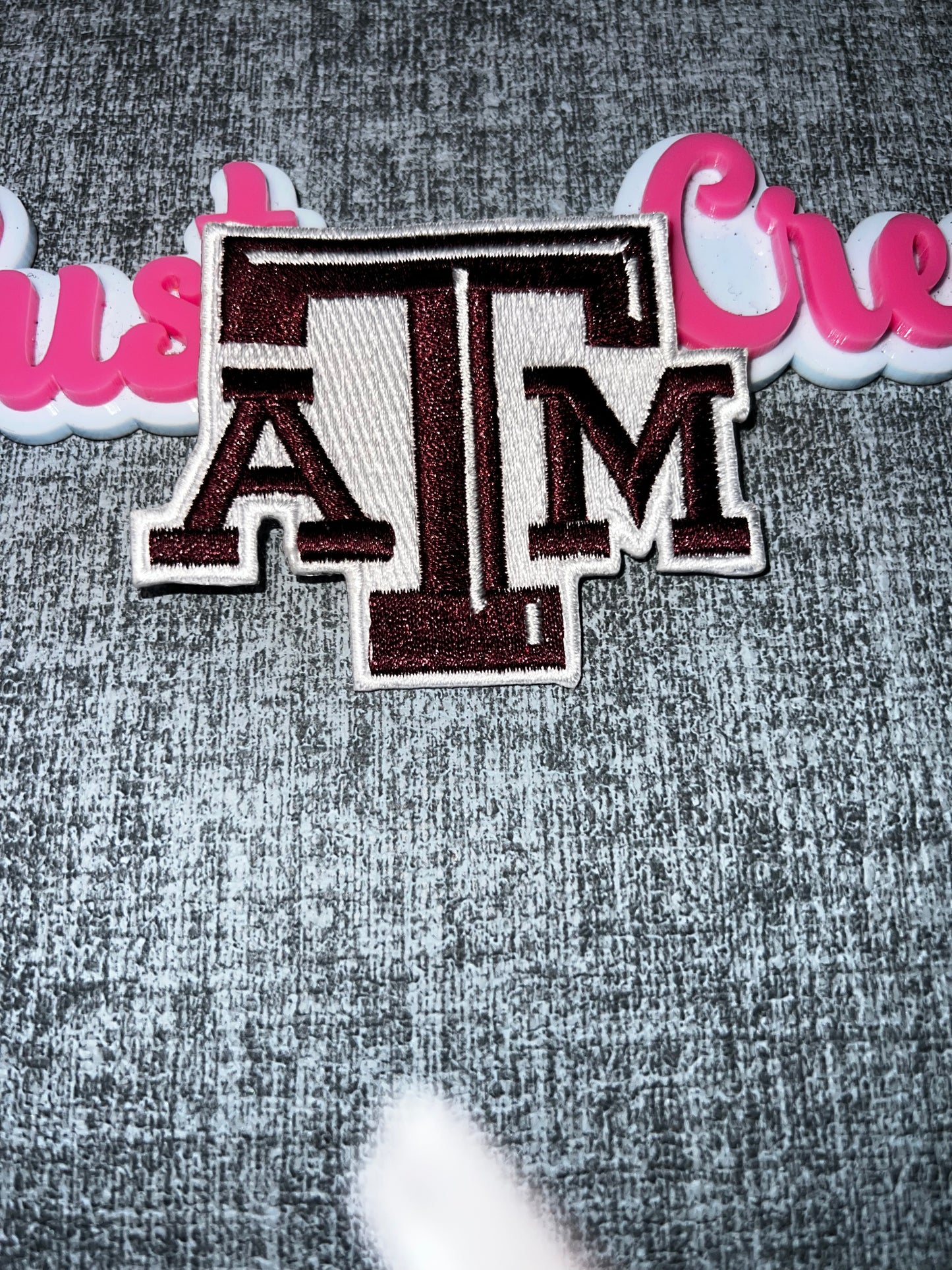 Maroon Block Letter Embroidered Iron-On Patch – Varsity Style Chenille Look Appliqué