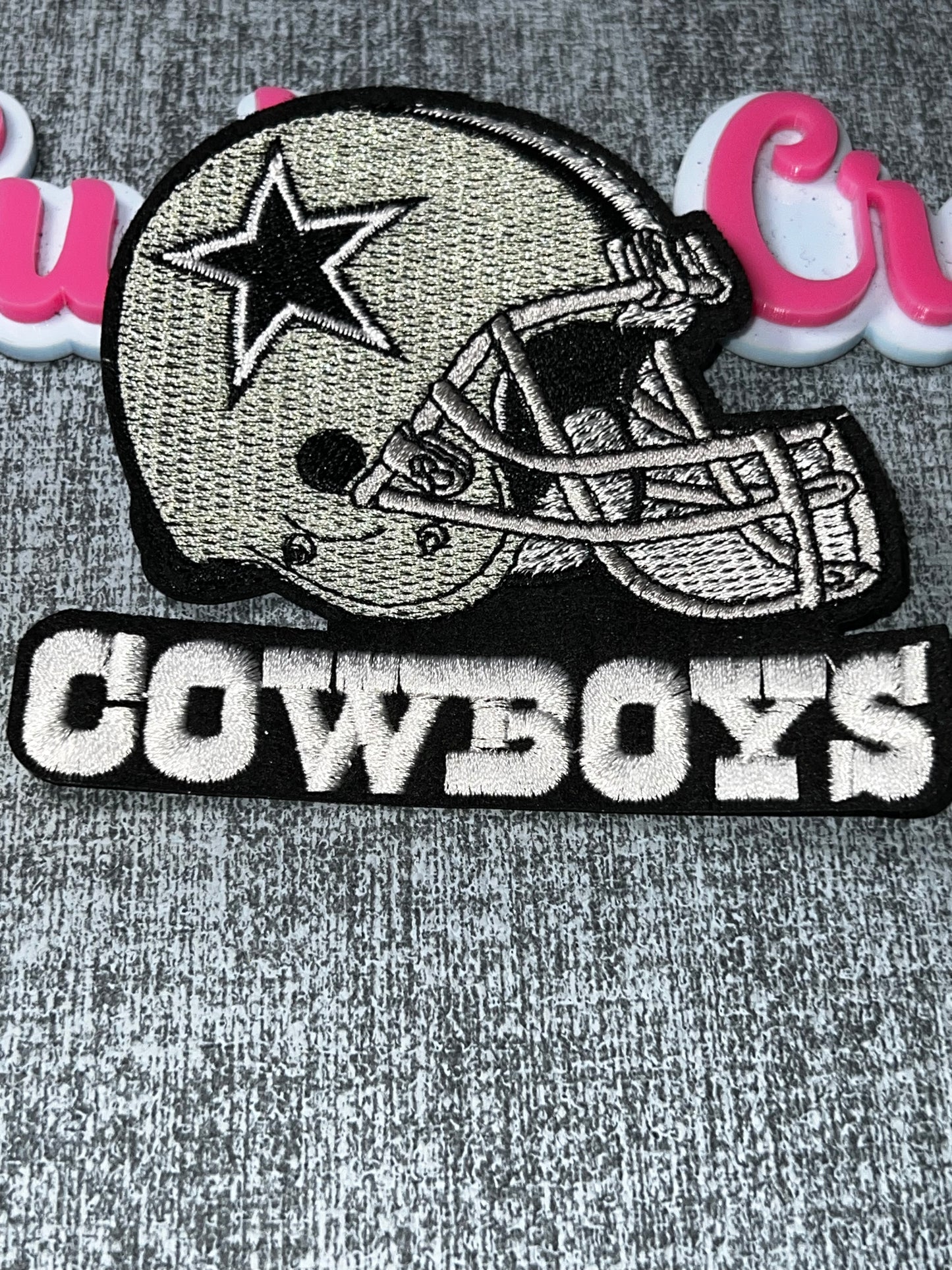 Silver Helmet Embroidered Iron-On Patch | Decorative Sports Appliqué