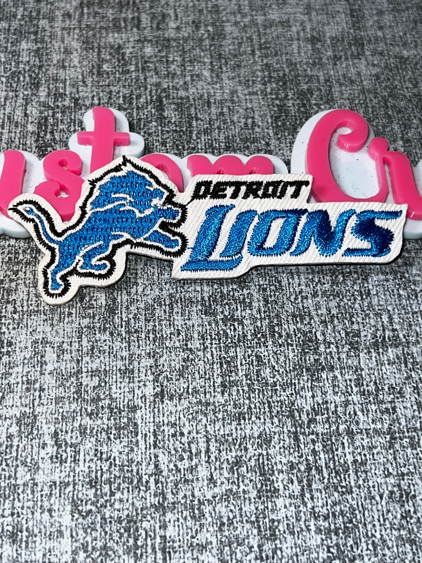 Blue Big Lions Fan Embroidered Iron-On Patch | Big Cat Decorative Appliqué