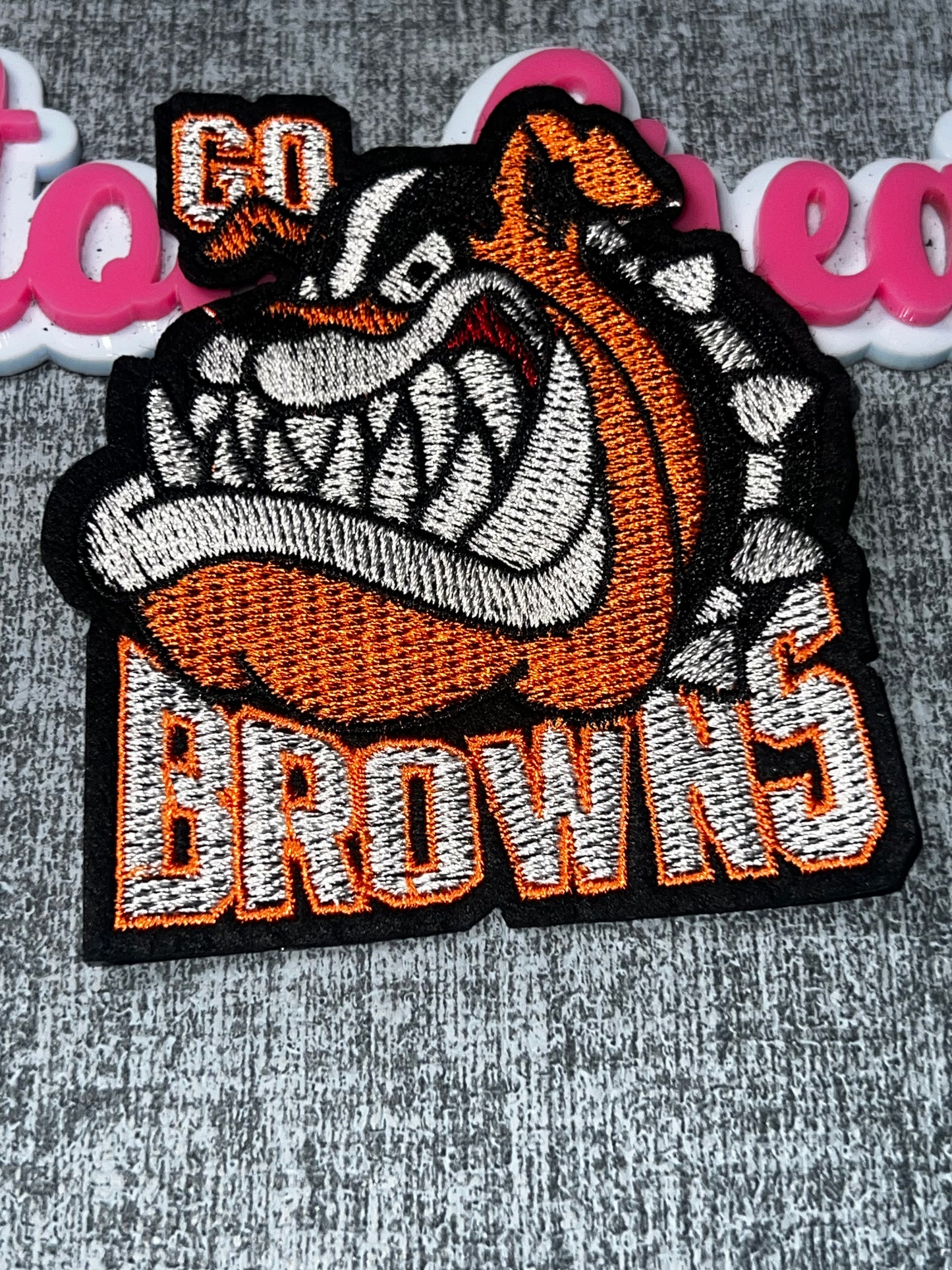 Orange Dawg Mascot Embroidered Iron-On Patch | Fierce Mascot Decorative Appliqué