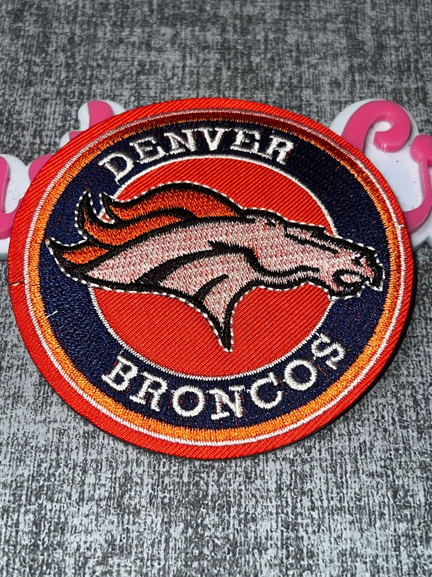 Round Orange Navy Embroidered Iron-On Patch | Animal Decorative Appliqué