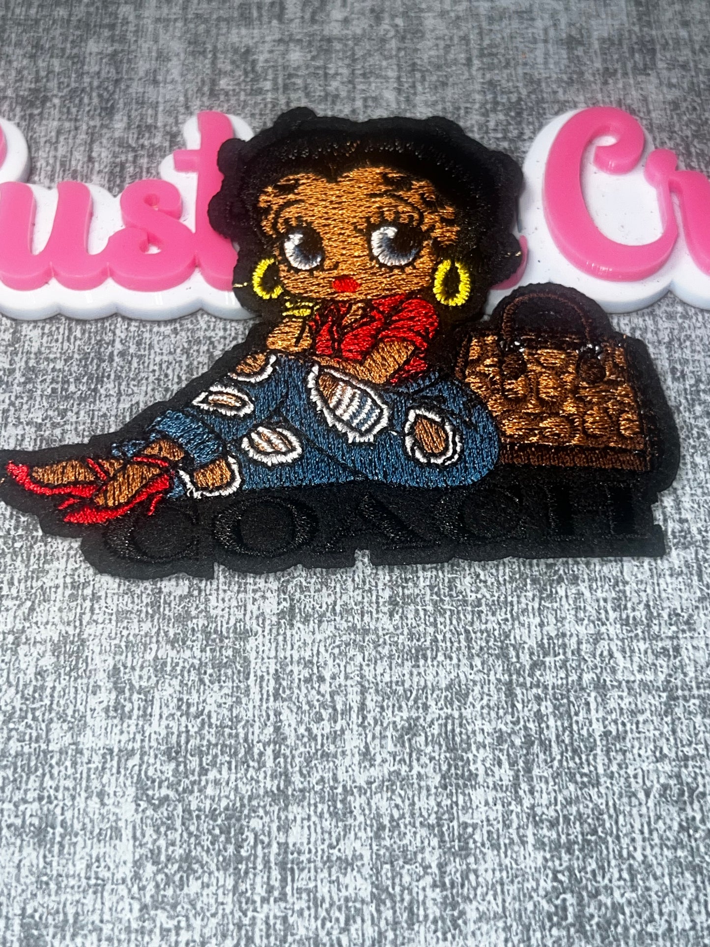 Fashion Doll Embroidered Iron-On Patch | Stylish Girl Appliqué with Handbag