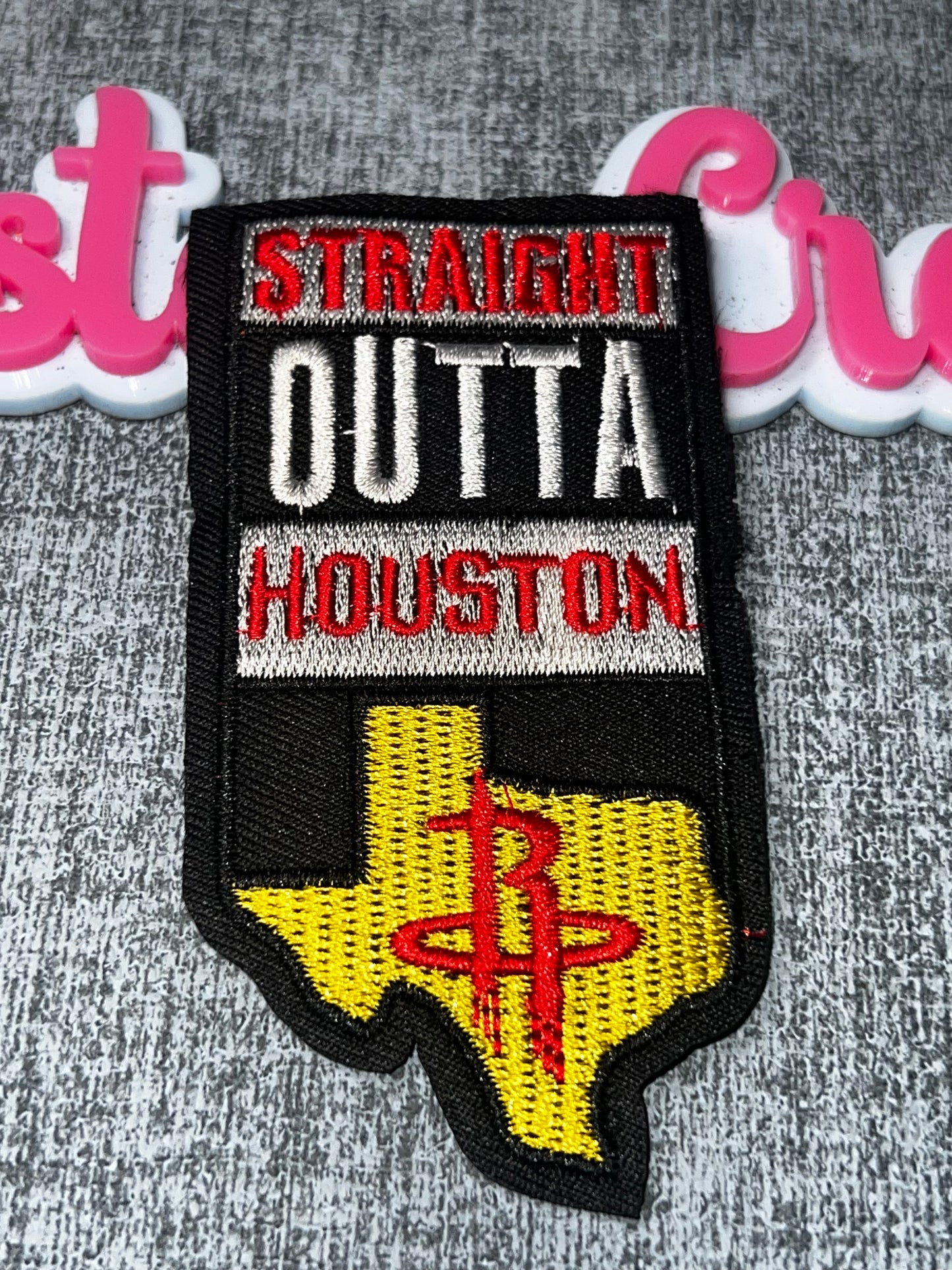 Vintage Red White State Outline Embroidered Iron-On Patch | Statement Appliqué