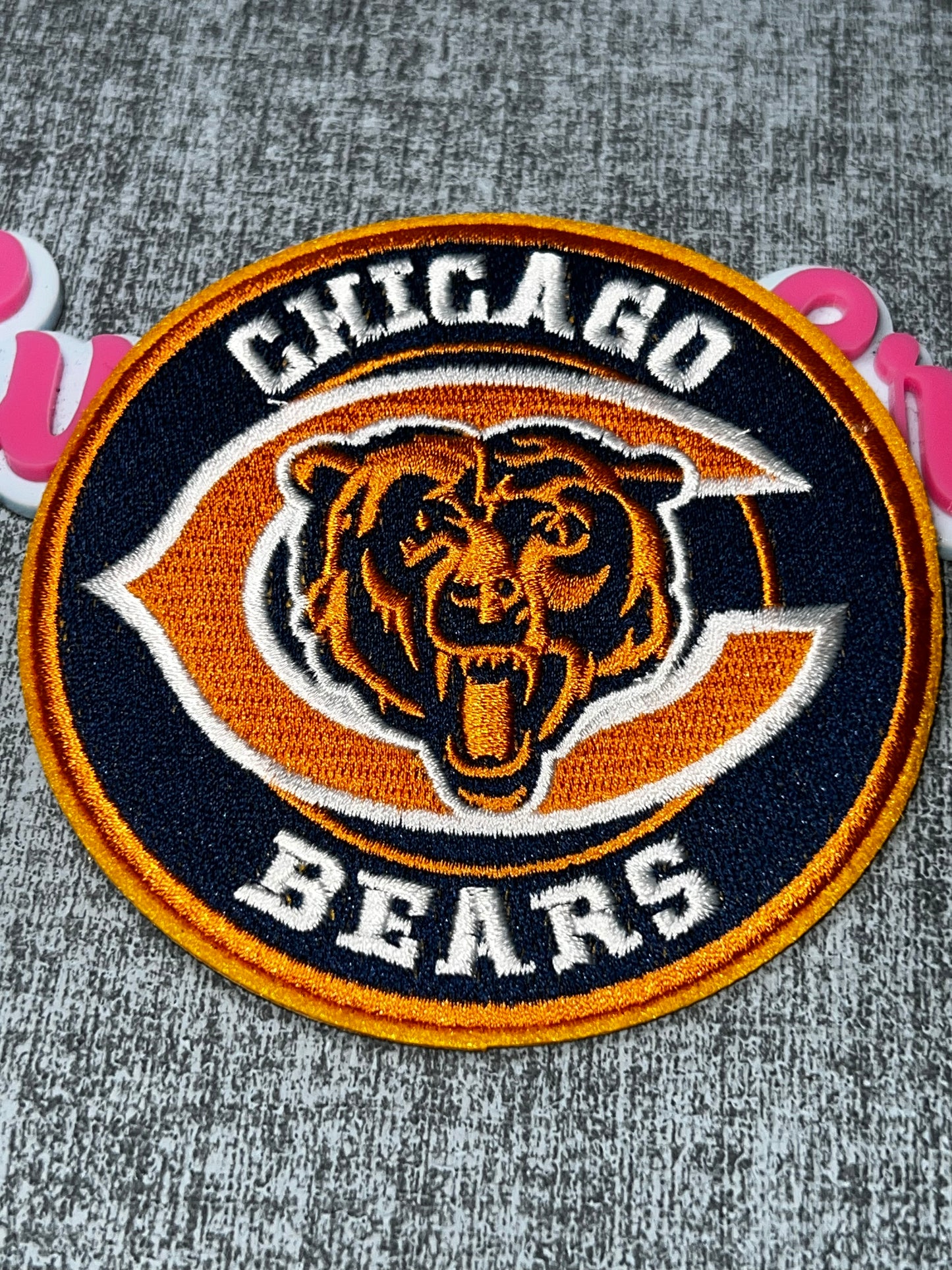 Orange Navy Bear Emblem Embroidered Iron-On Patch | Round Statement Appliqué