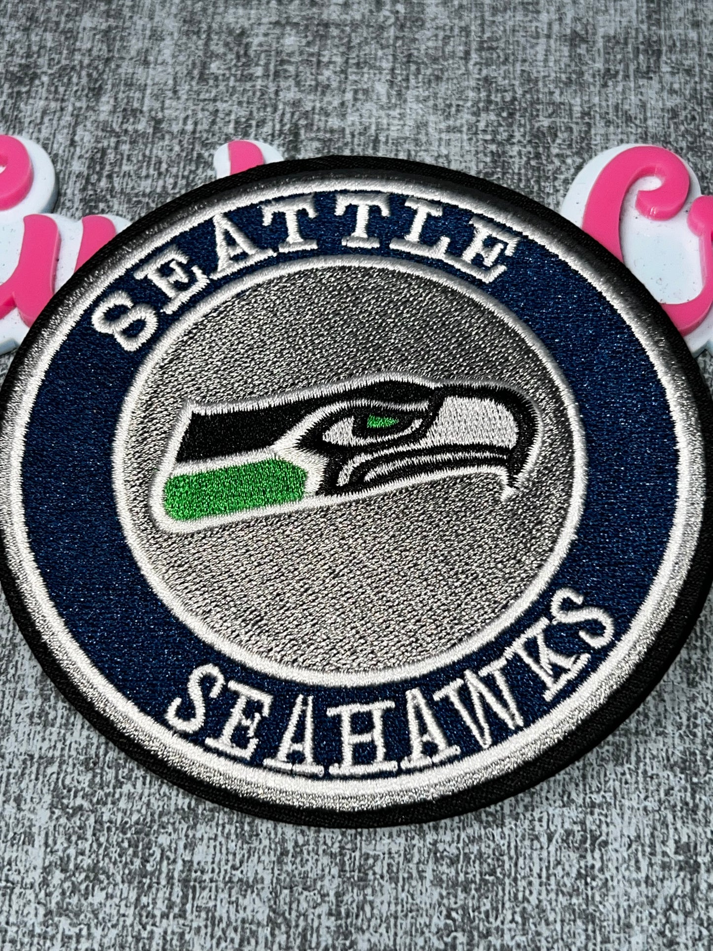 Green Blue Silver Bird Emblem Embroidered Iron-On Patch | Round Statement Appliqué