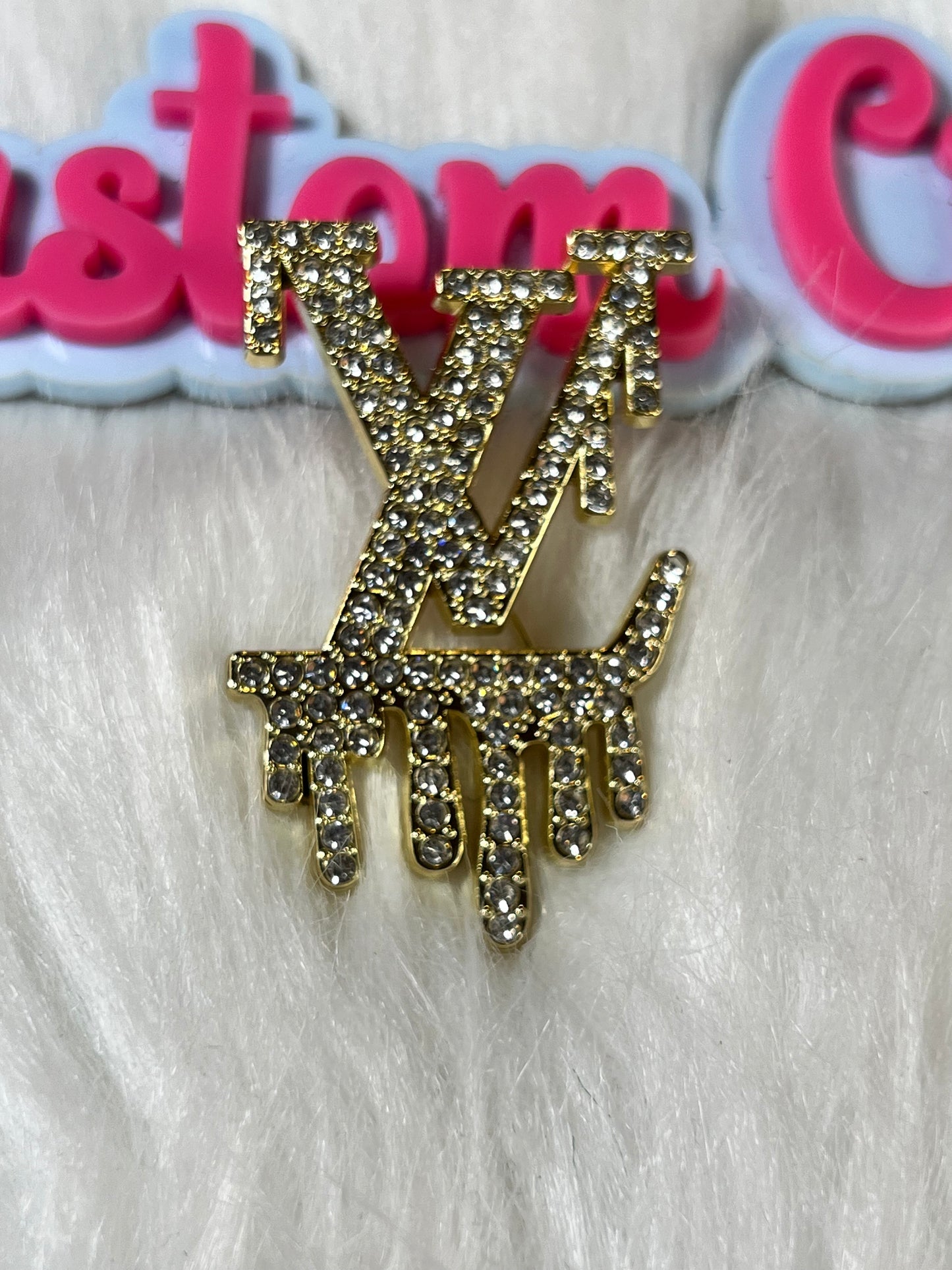 Dripping LV Bling Gold Brooch
