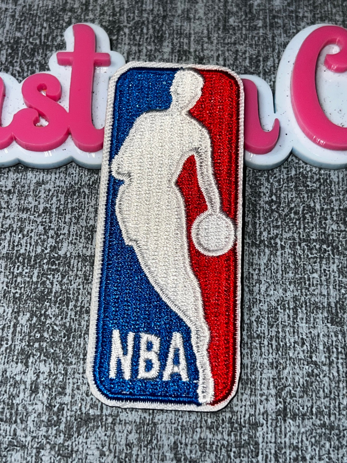 Red Blue Player Silhouette Embroidered Iron-On Patch | Statement Appliqué
