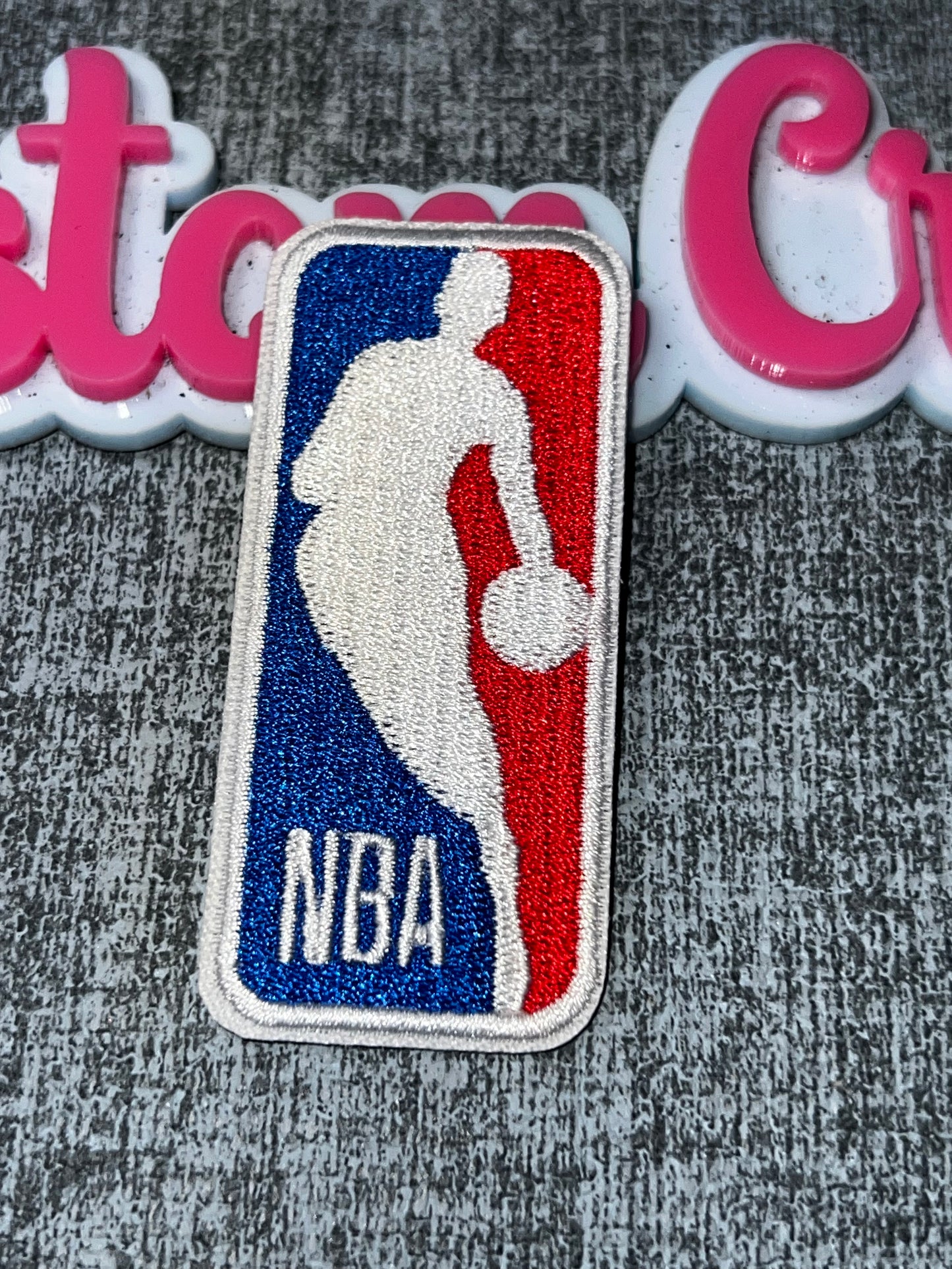 Red Blue Player Silhouette Embroidered Iron-On Patch | Statement Appliqué small