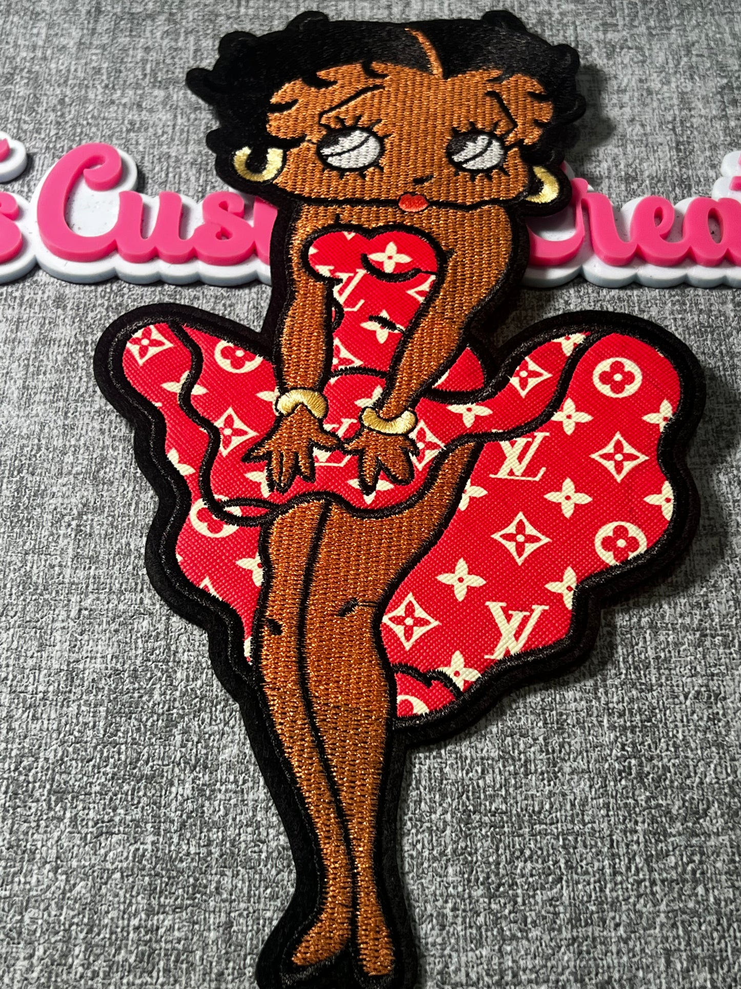 Red Fashion Dress Girl Embroidered Patch – Glam Woman Iron On Applique