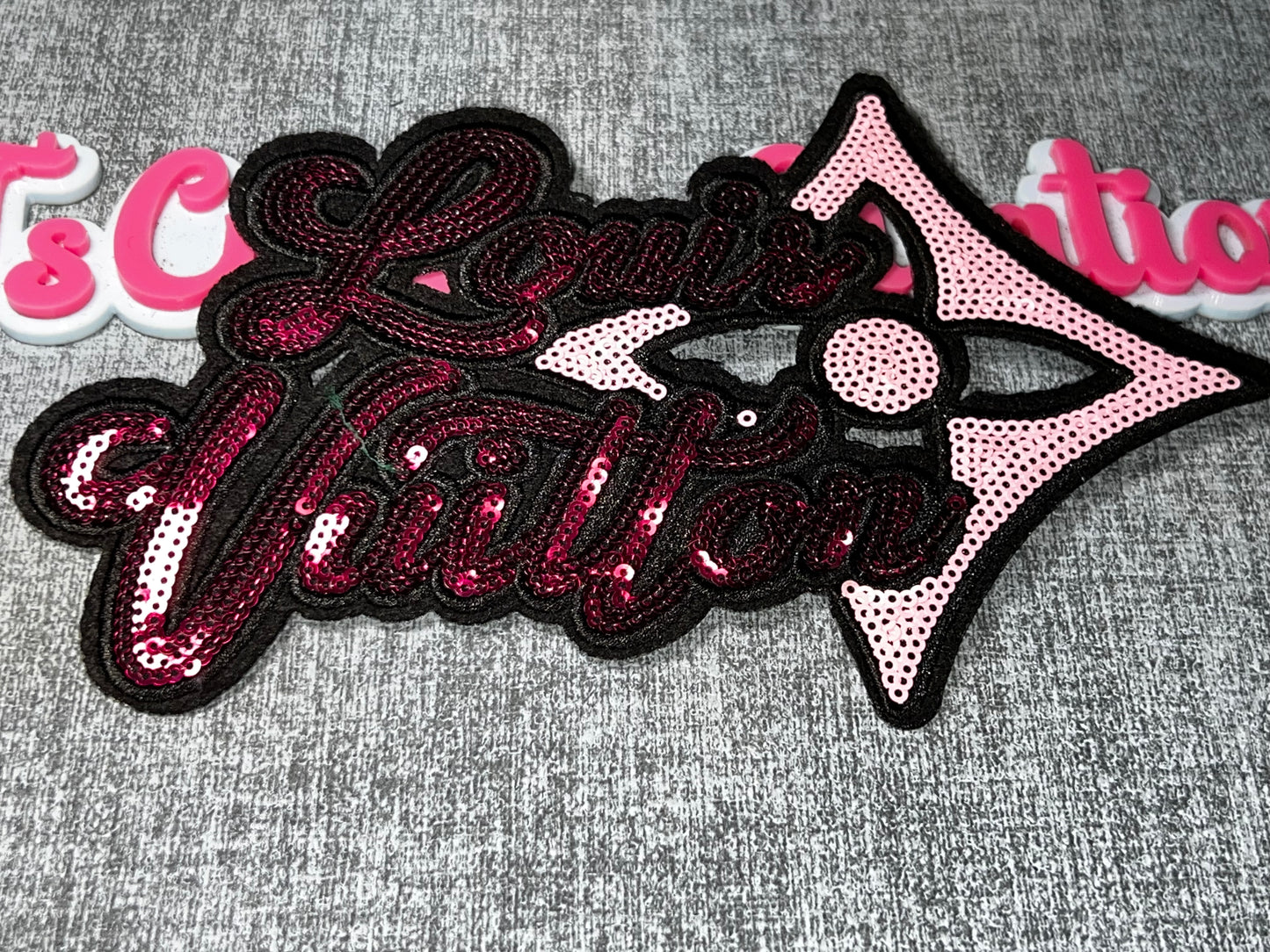 Pink Burgundy Sequin Fashion Megaphone Patch – Large Iron On Applique